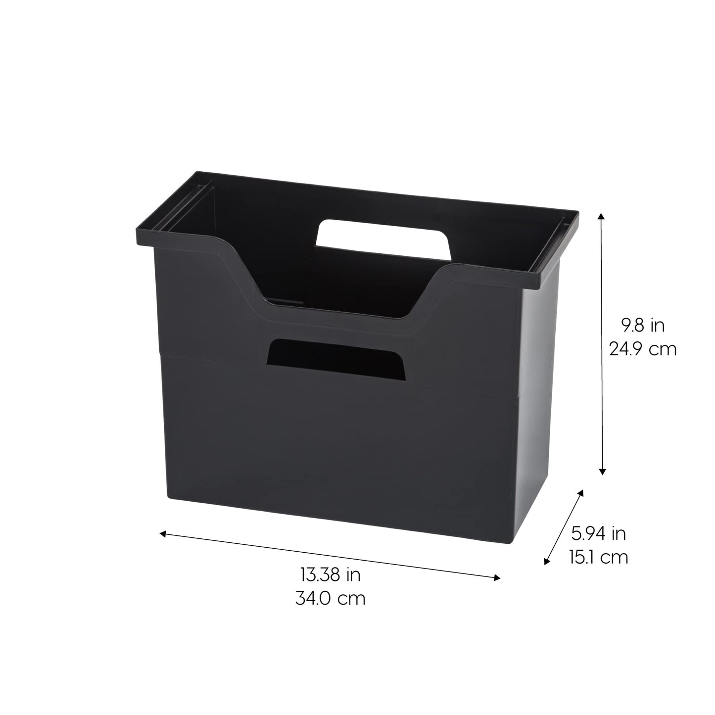 IRIS USA Medium Portable Desktop File Box with Open Lid, 6 Pack, Side Handles, Tabs & Inserts, Hanging File Folders, Letter-Size File Magazine Newspaper Mail Document Notebook, Black