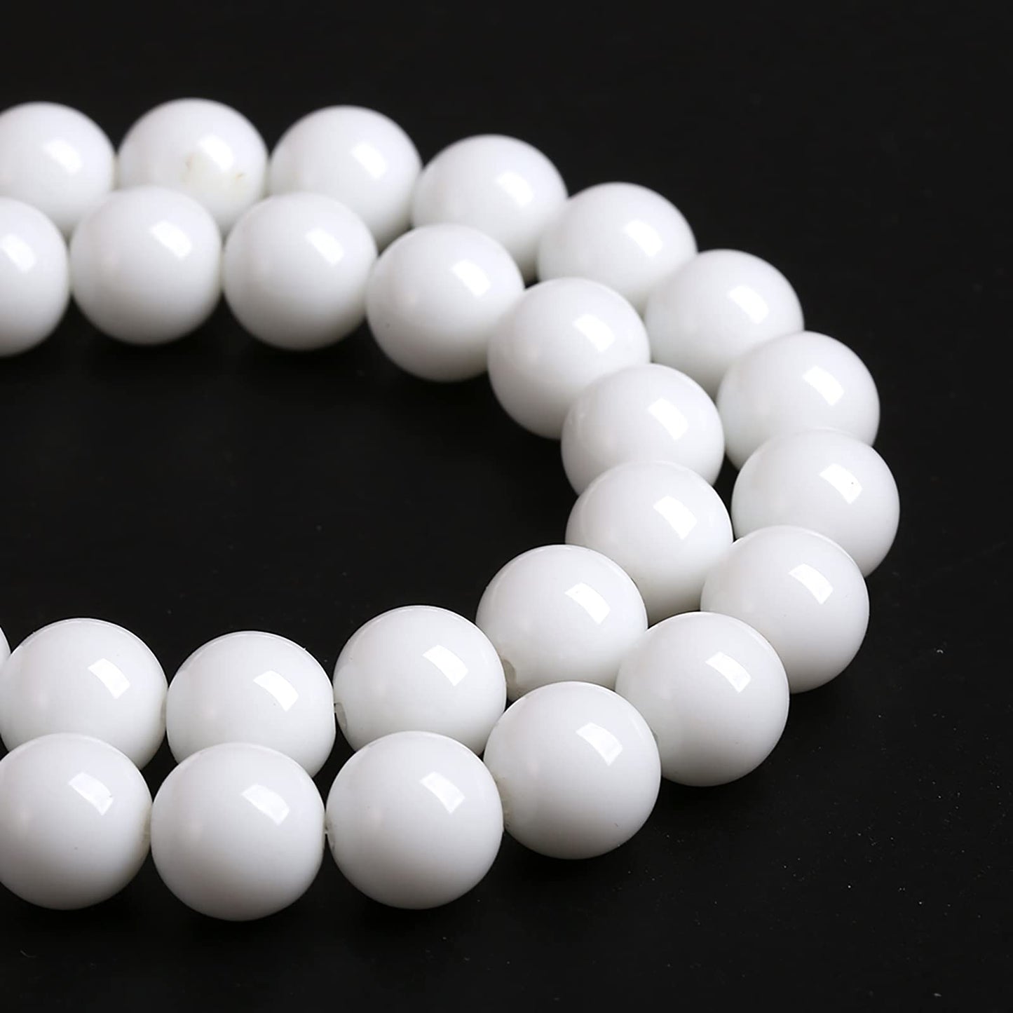 6mm 60PCS White Porcelain Agate Round Spacer Loose Beads for Jewelry Making DIY Bracelet Necklace 15 inches