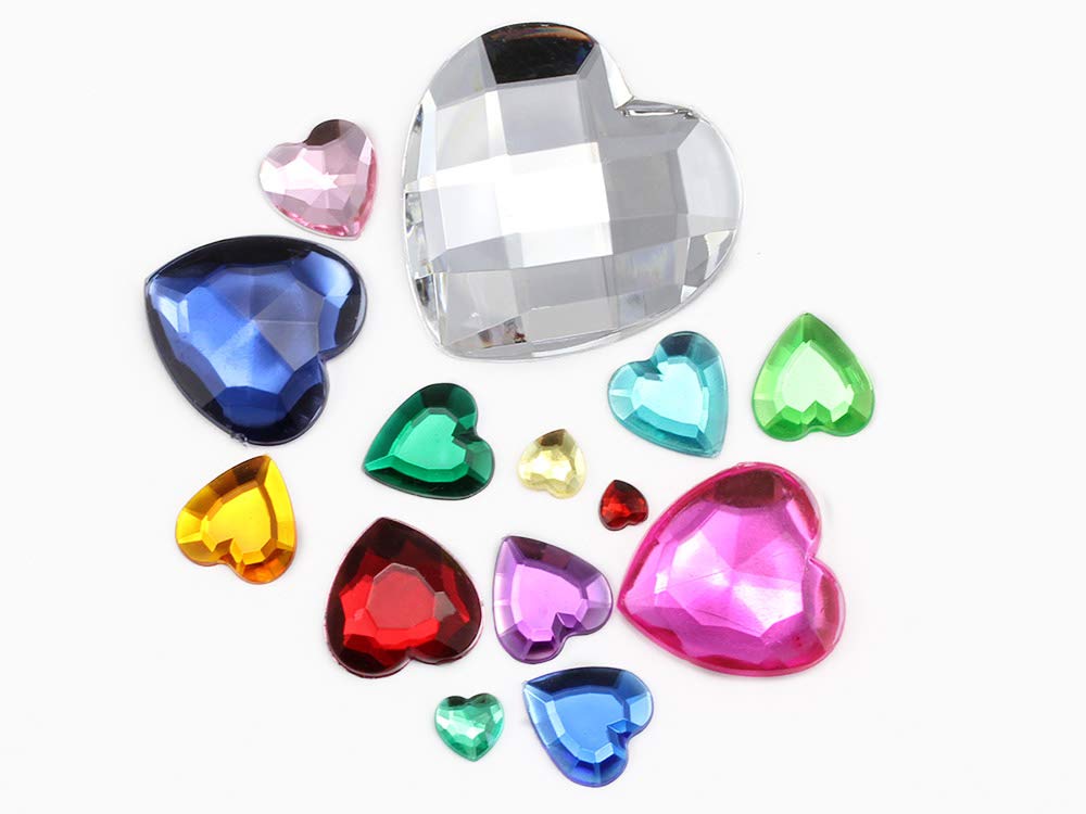 KraftGenius Allstarco 8mm Flat Back Heart Acrylic Rhinestones Tiny Face Gems Body Jewels Card Making Embelishments - 100 Pieces (Green Xmas JG02)