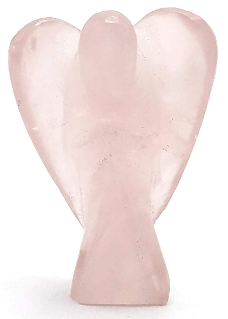 Amazing Gemstone Rose Quartz Crystal Guardian Angel Figurines Ornament for Healing Birthstone, Decoration Statue (Hand Carved Pocket Gemstone Angel) (1.5 inch)