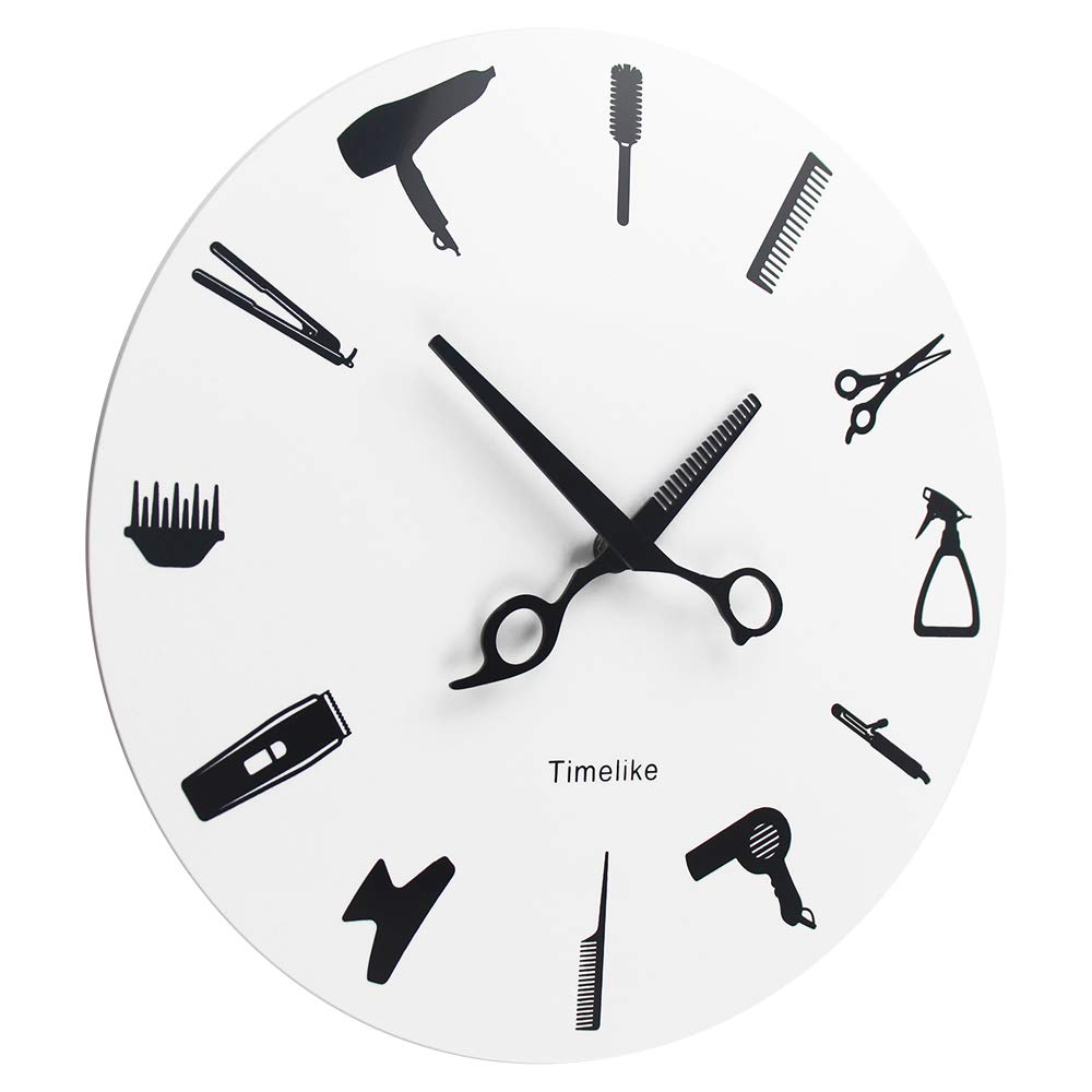 Timelike Barber Equiment Tools Wall Clock Modern Design Barber Shop Business Sign Wall Watch Beauty Hair Salon Clock Hairdresser Gift
