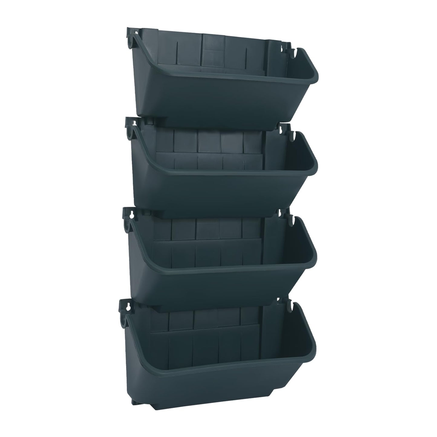 Liffshsy Vertical Wall Planter, Wall-Mounted Living Garden Planter with 16 Plastic Pots Stackable Wall Hanging Flower Pot Clasp Design for Vegetables Flowers (Army Green 16)