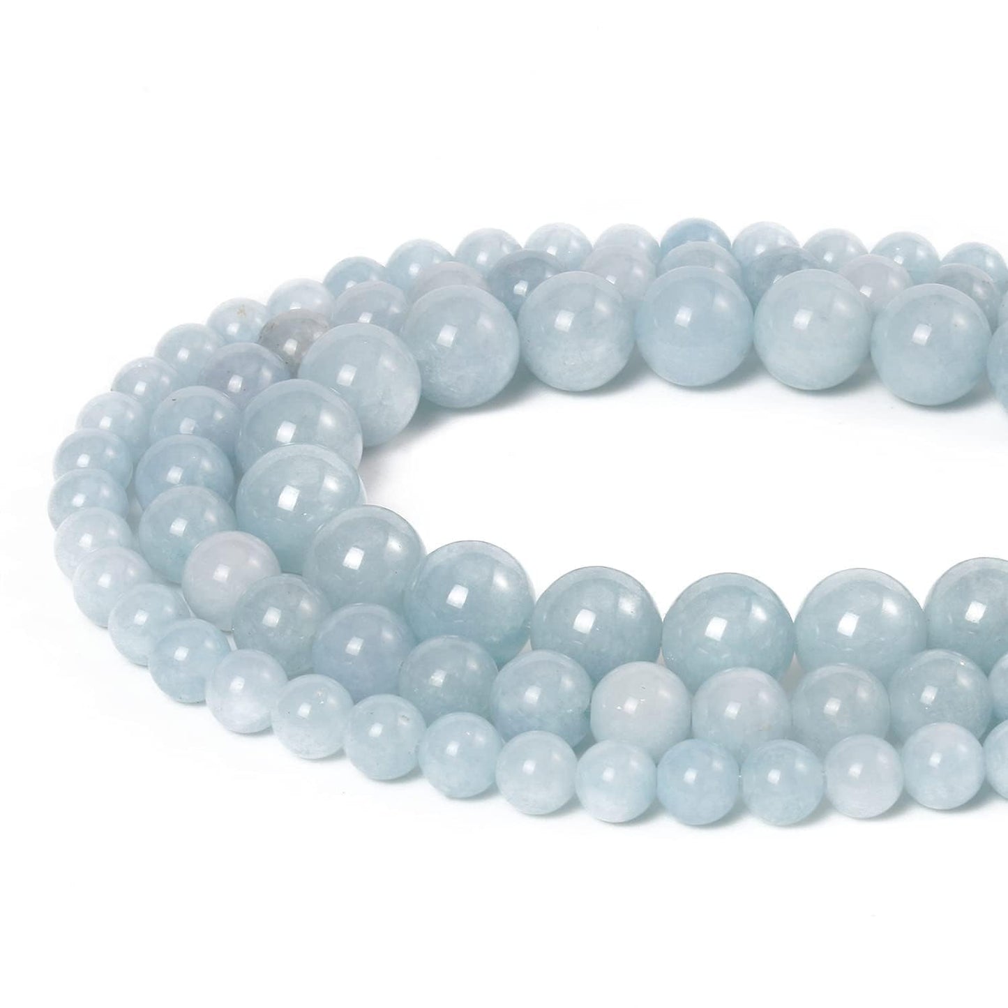 About 60pcs 6mm Natural Stone Beads Aquamarine Beads Crystal Gemstone for Jewelry Making, DIY Bracelet Necklace