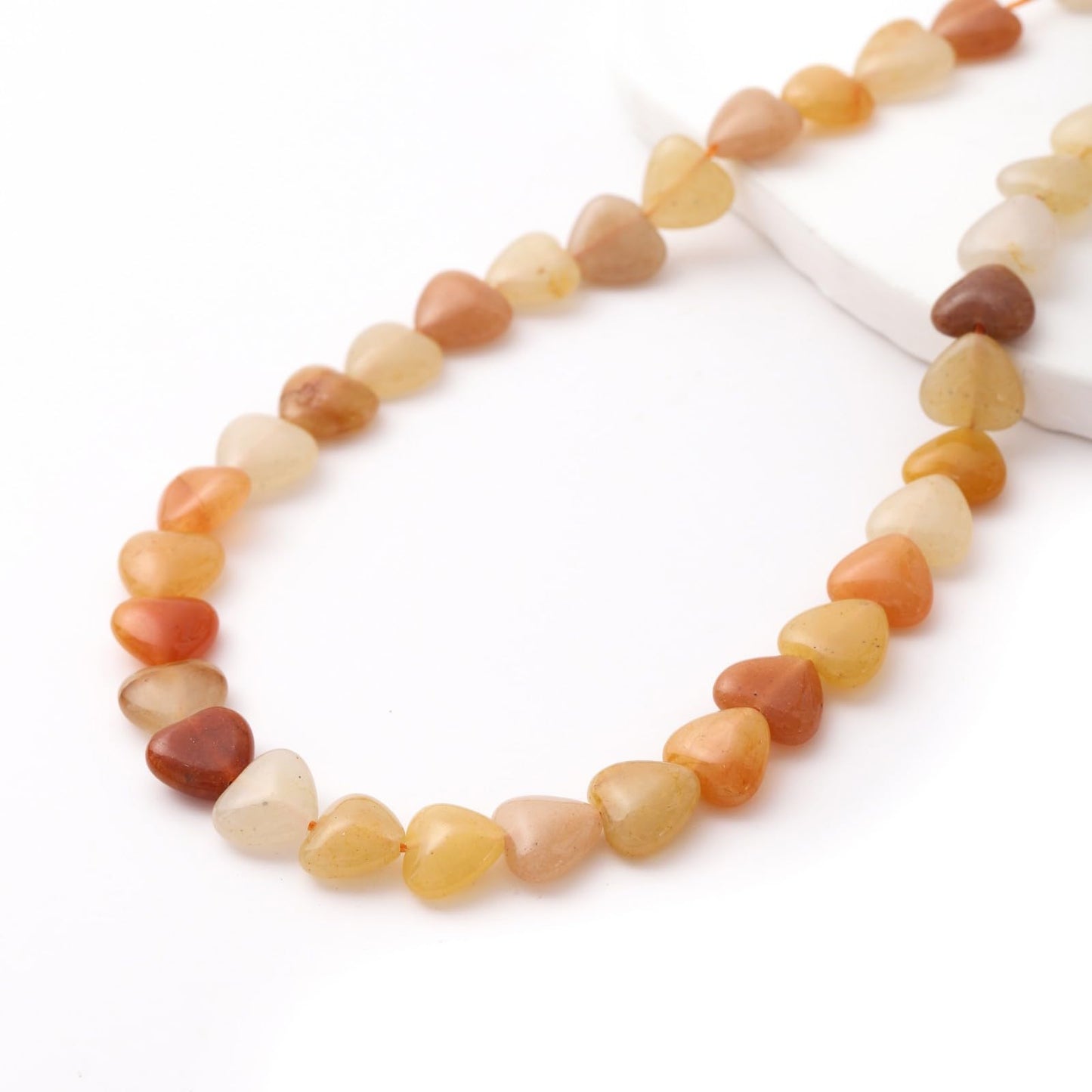 Natural Heart Shaped Yellow Aventurine Stone Beads 10mm Loose Crystal Healing Beads for DIY Necklace Bracelet Making Gemstone Craft Supplies