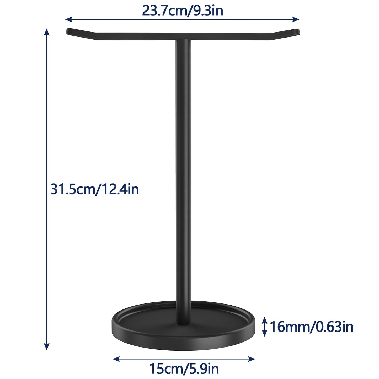 STWWO Hand Towel Holder, Stainless Steel Towel Holder Stand for Bathroom, Kitchen Countertop, T-Shaped Hand Towel Rack Stand, Black