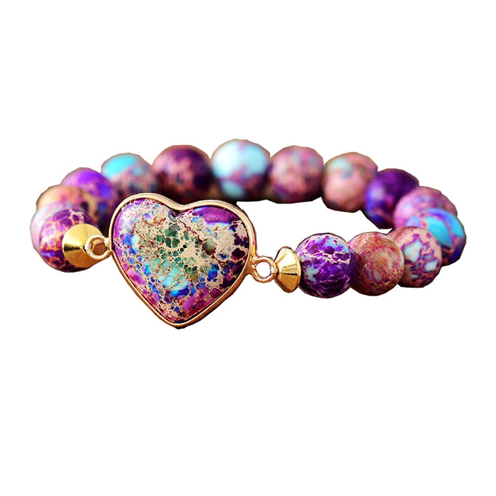 ZOSOJONA Women Wrap Bracelet Boho Natural Jasper Crystal Stone Beads Strand Bracelets (Imperial Jasper)