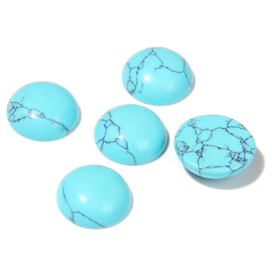 2TTFishoo 20pcs 12mm Natural Stone No Hole Turquoise Semicircle Smooth Cabochons Beads Healing Chakra Crystal Stone Bead for Jewelry Making Rings Earrings Necklace Bracelet DIY Crafts