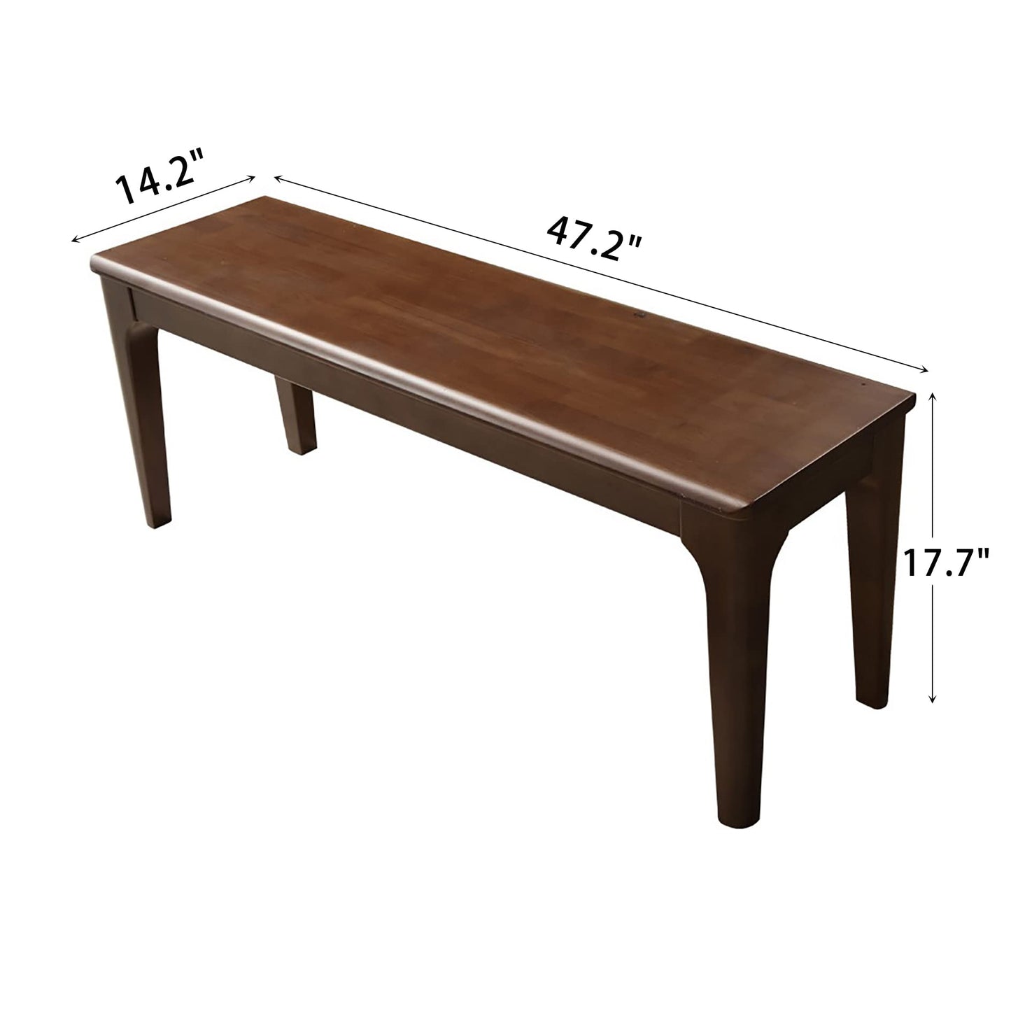 Wilk Wooden Entryway Bench, 47’’ Indoor End of Bed Bench, 100% Solid Oak Wood (Brown)