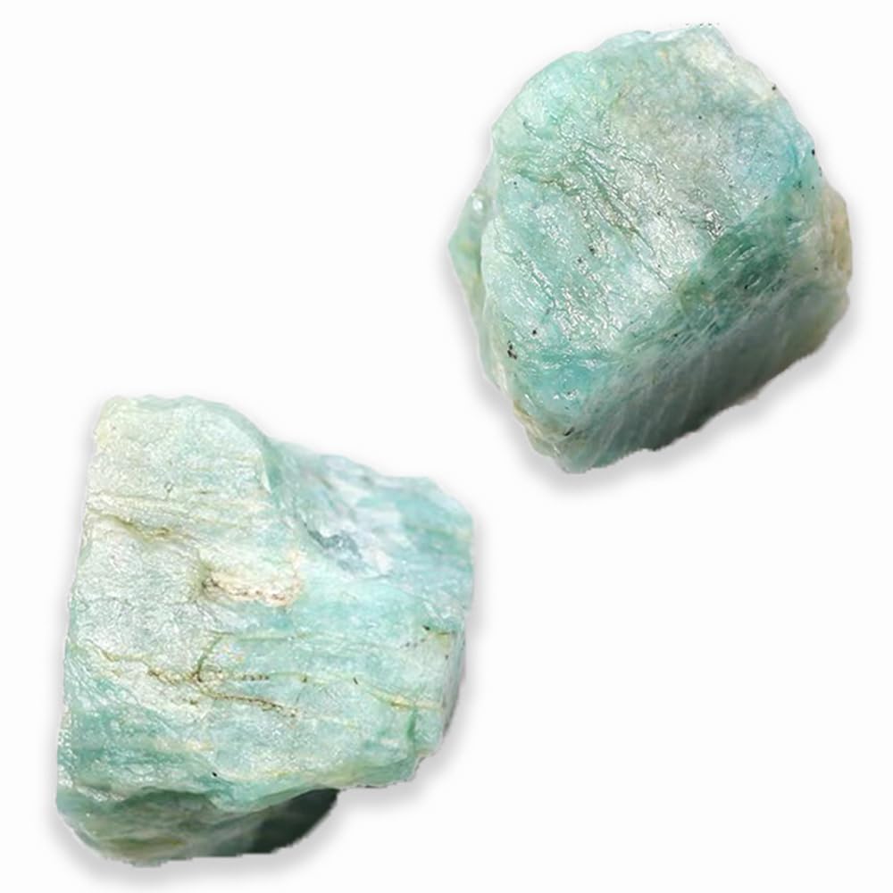 2PCS Natural Raw Stone Healing Crystals Bulk, Gemstones for Reiki, Meditation, Home Decor, Garden Fountain Rocks (Amazonite)