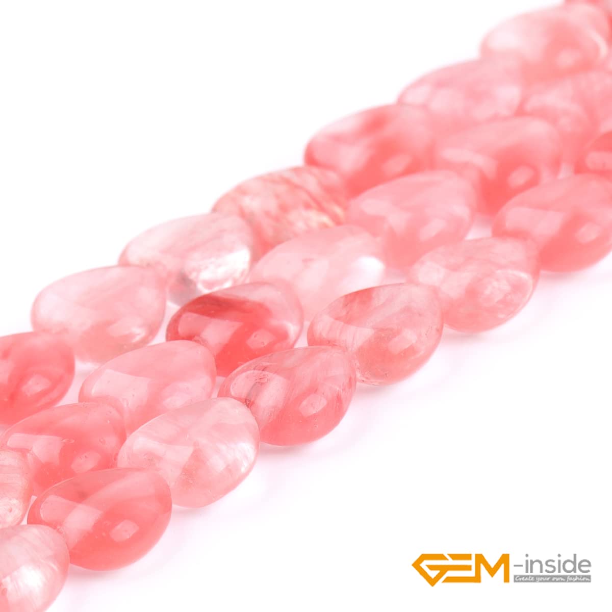 GEM-Inside 10mm Heart Charms Red Pink Waterlemon Crystal Beads for Jewelry Making Full 15" Strand Power Energy Healing Chakra Stone Beads