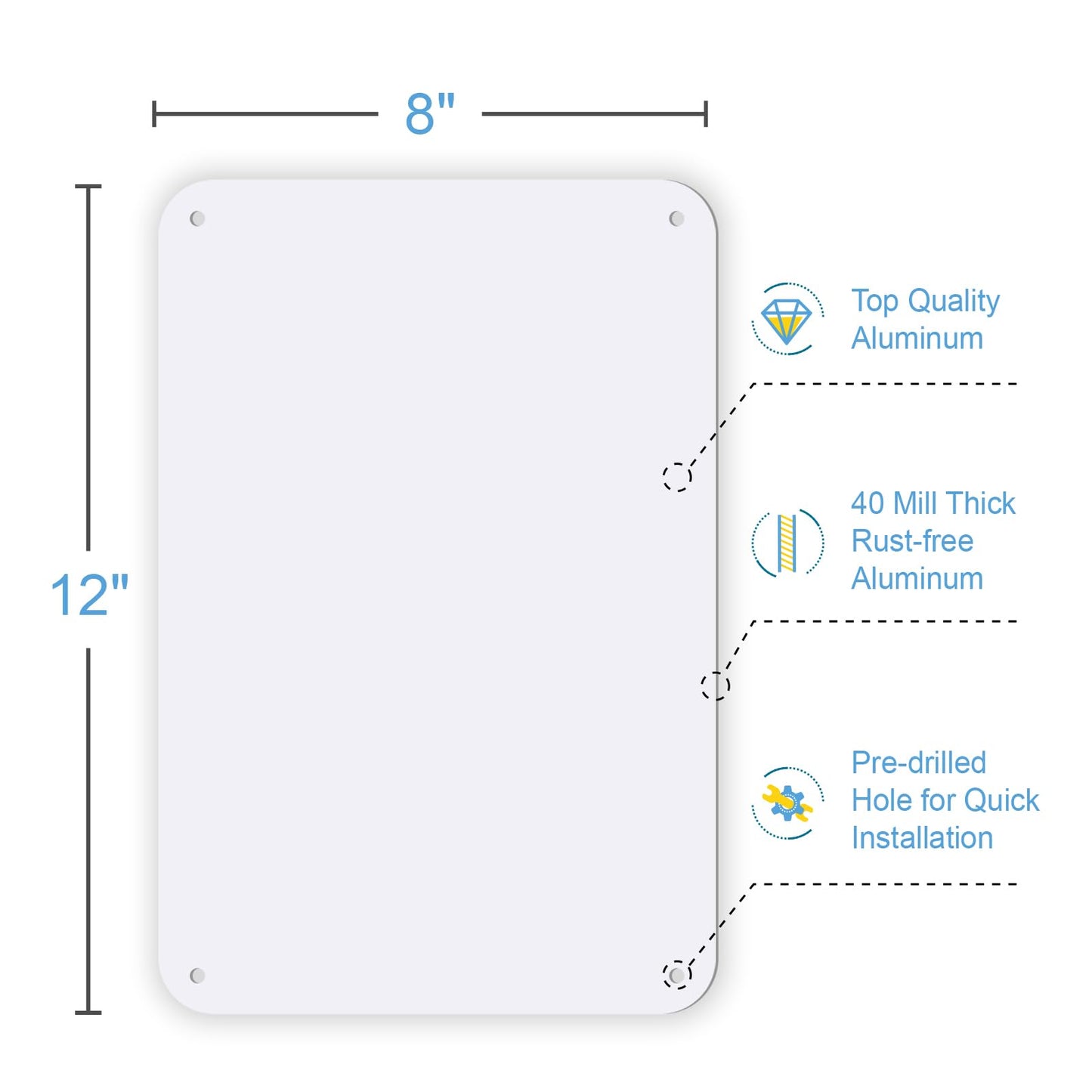 2 Pack White Blank Metal Sign for Outdoor,Rust-Free/Fade Resistance Aluminum, Easy Mounting, Indoor/Outdoor Use 12 x 8 inche