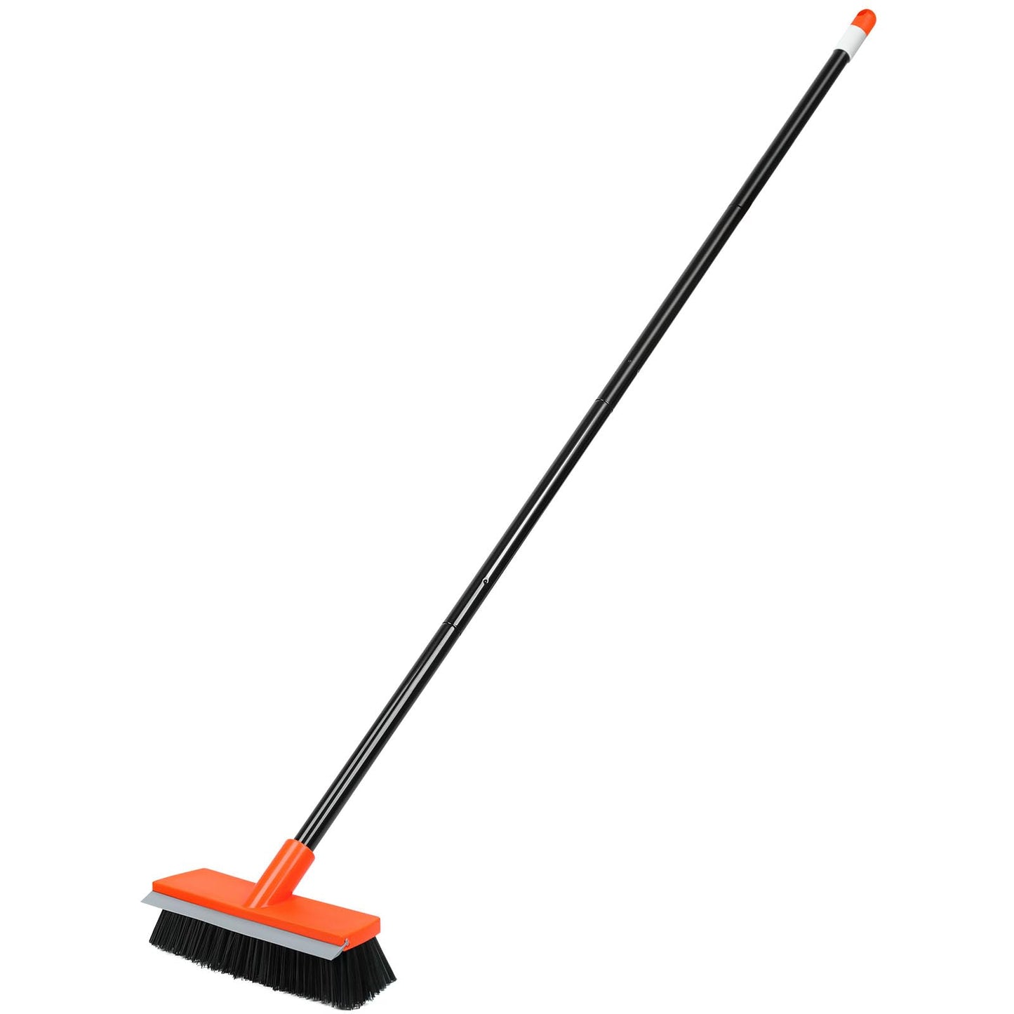 Deck Brush with Long Handle, Stiff Bristle Floor Scrub Broom, 55'' Outdoor Scrubber Remove Dirt, Leaves, Snow on Carpet, Patios, Garage, Concrete