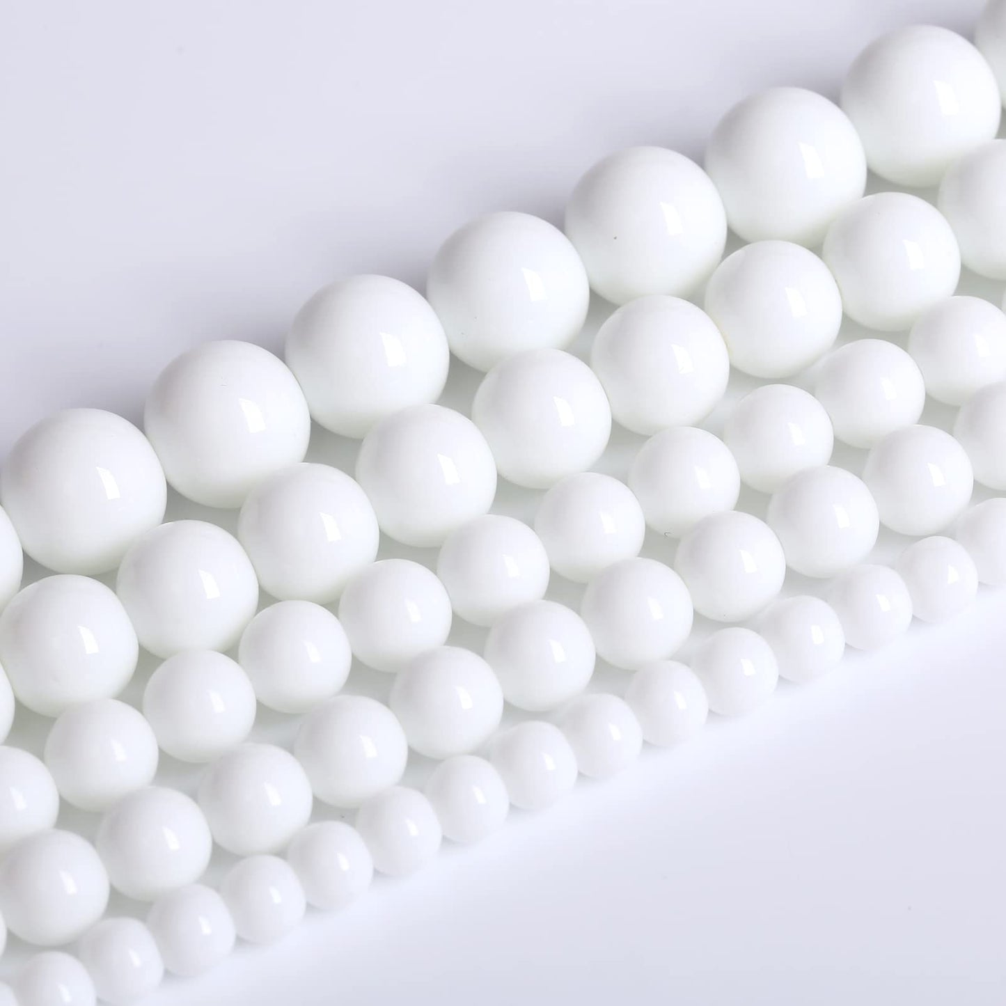 8mm 48pcs Natural White Porcelain Agates Stone Round Beads for Jewelry Making Spacer Loose Spacers Beads DIY Bracelets 15" Strand