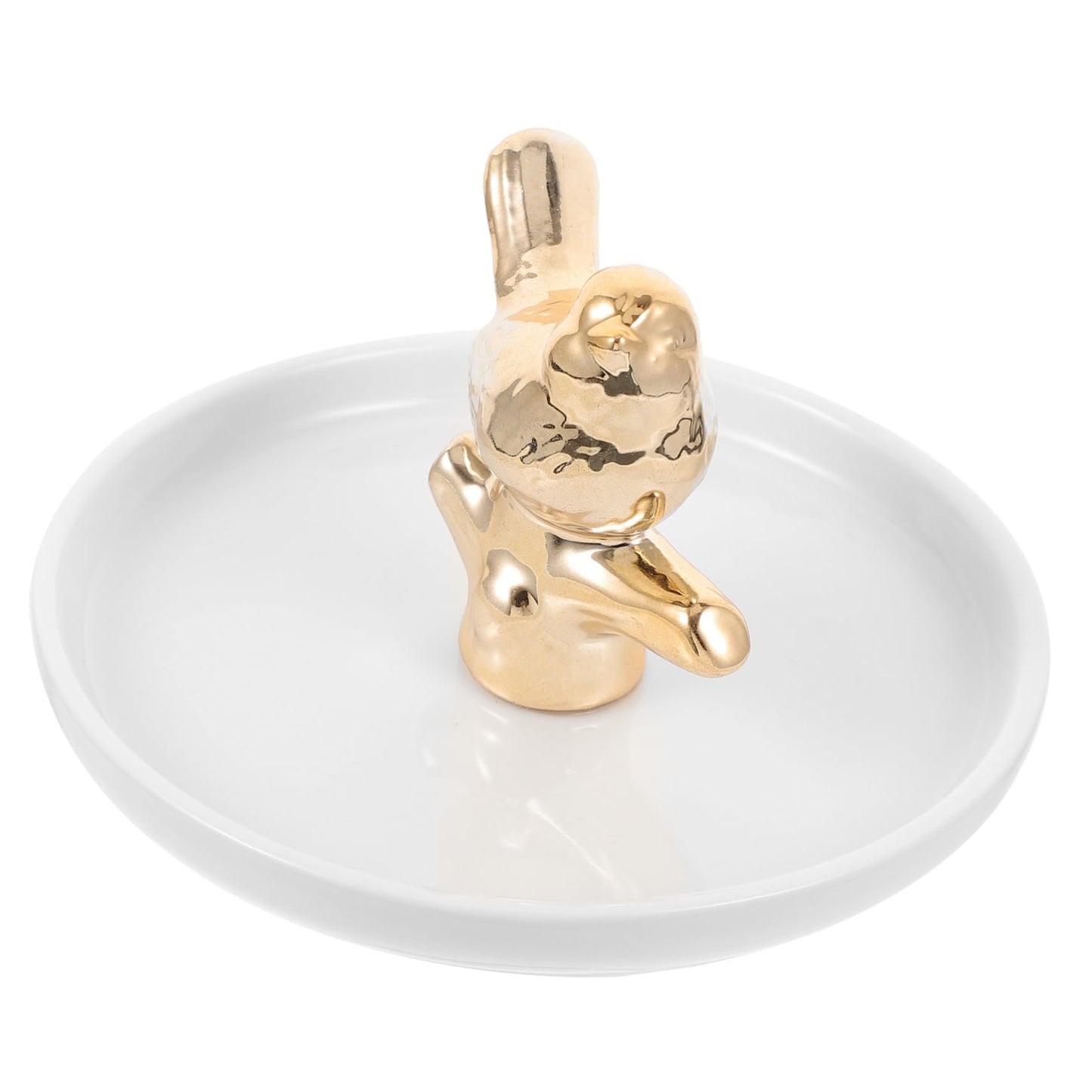 JECOMPRIS Unique Ceramic Jewelry Dish Ring Holder Tray White Tray for Wedding Decor