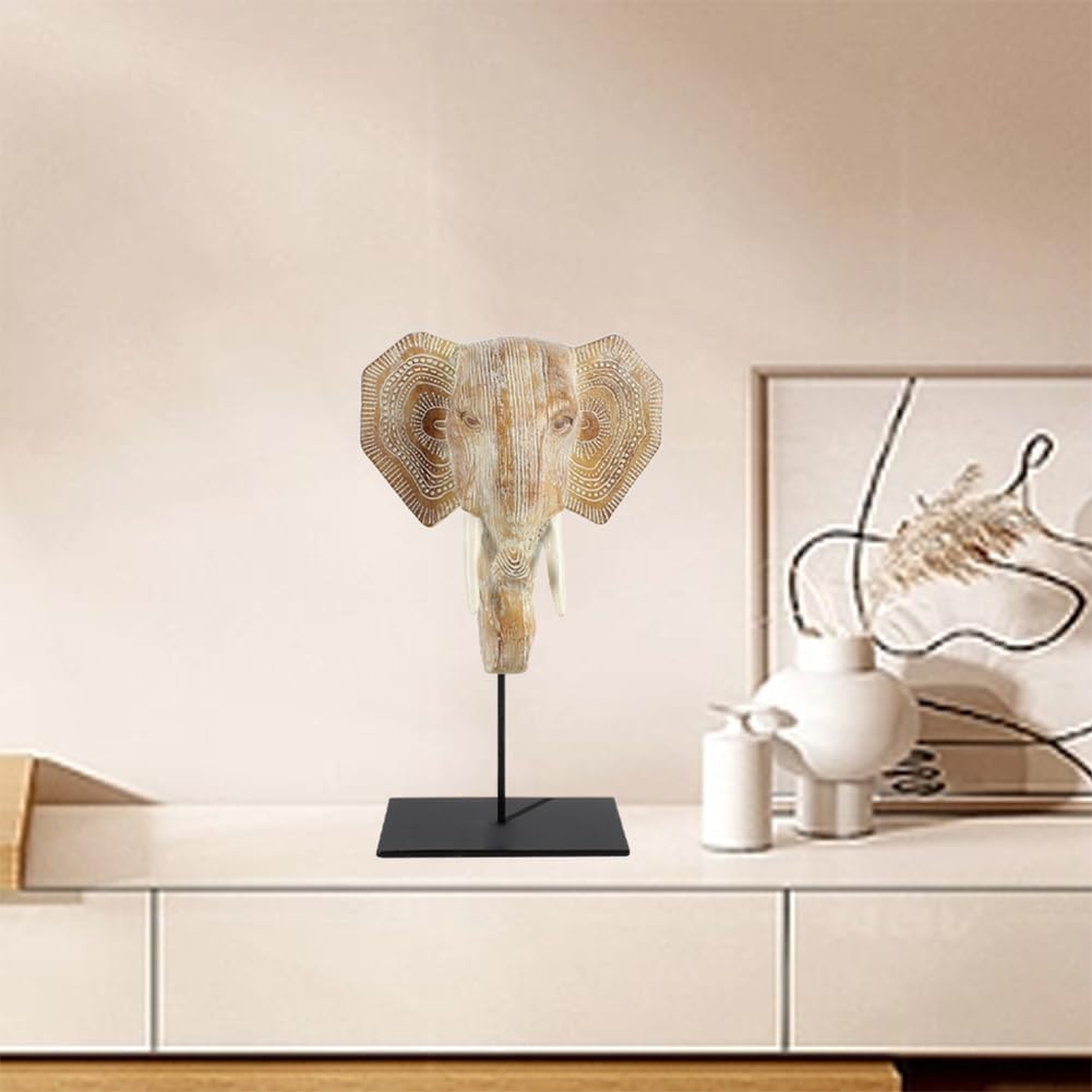 Zhao Xiang Boho Elephant Statue Home Decor, Good Luck Elephant Sculpture Gifts for Women, Resin Animal Figurines for Home, Office, Bookshelf TV Stand, Shelf, Living Room