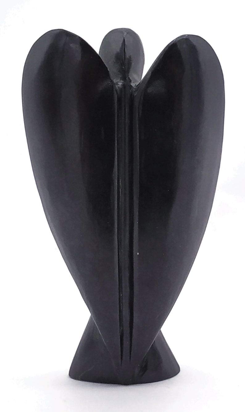 Black Agate Crystal Guardian Angel Figurines Ornament for Healing Birthstone, Decoration Statue (Hand Carved Pocket Gemstone Angel) (2 inch)