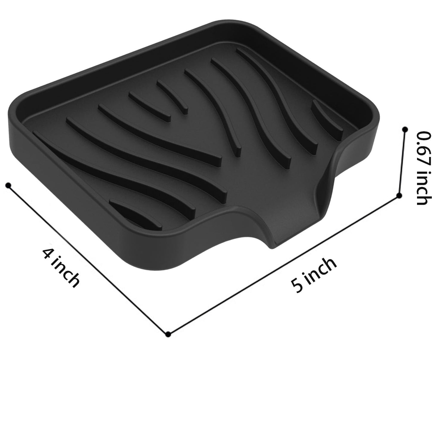 2 Pack Silicone Soap Dish with Drain, Bar Soap Holder for Shower,Bathroom and Kitchen Sink Organizer,Self Draining Waterfall Soap Tray (Black)