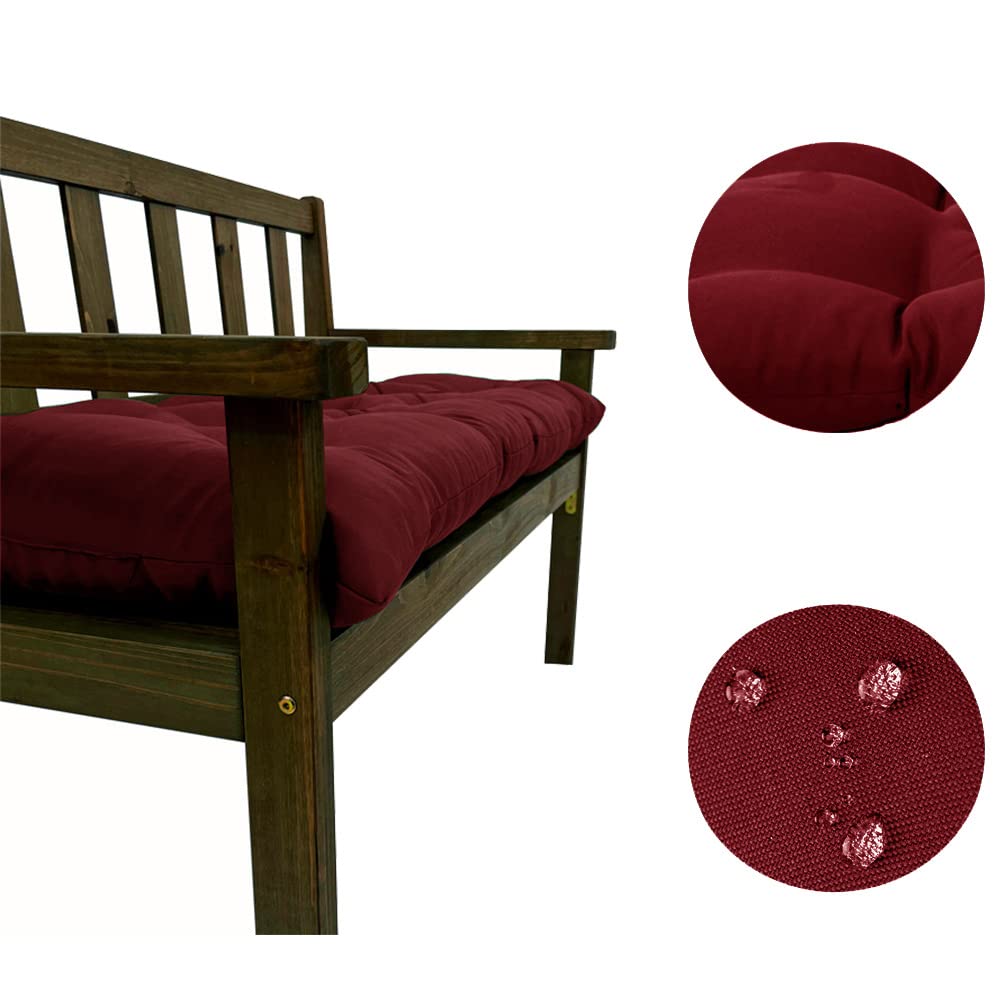 Srutirbo Indoor Outdoor Bench Cushion, Waterproof Swing Cushion Seat Chair Replacement Pads Pillow for Lounger Garden Furniture Patio Metal Wooden (Burgundy, 39 * 20inch)