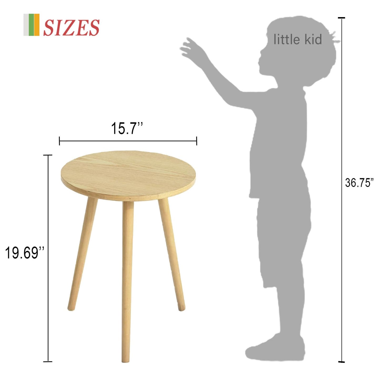 AWASEN Side Table Round, Small Accent Table Nightstand Modern End Table for Living Room Bedroom Office Small Spaces, 15.7''D x 19.69''H(Natural Walnut)