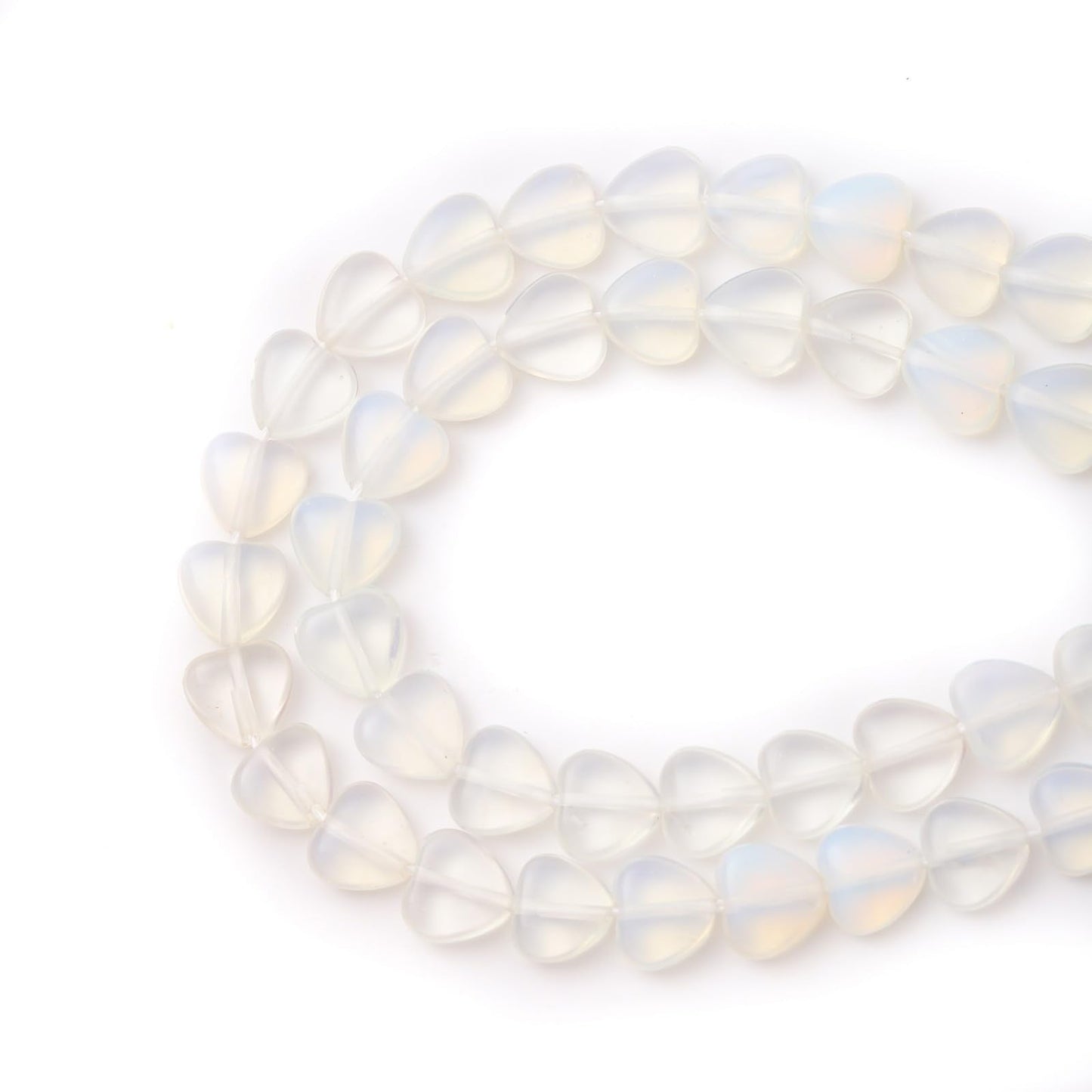 Natural Heart Shaped Opal Stone Beads 10mm Loose Crystal Healing Beads for DIY Necklace Bracelet Making Gemstone Craft Supplies