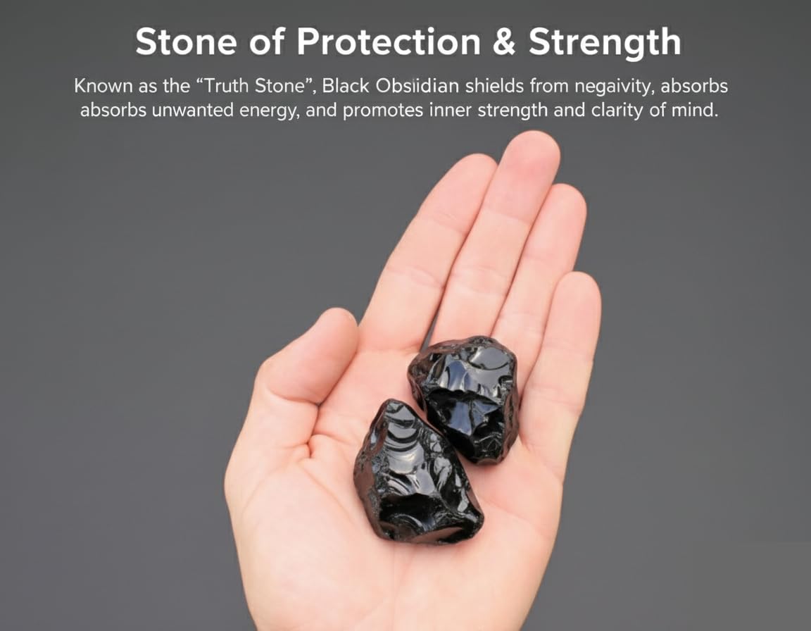 Healing Crystal Stones, 1.25-2.0" Large Reiki Healing Gemstones Natural Tumbled Polished Stones for Energy Witchcraft Therapy Meditation Pack 2 (Black Obsidian)