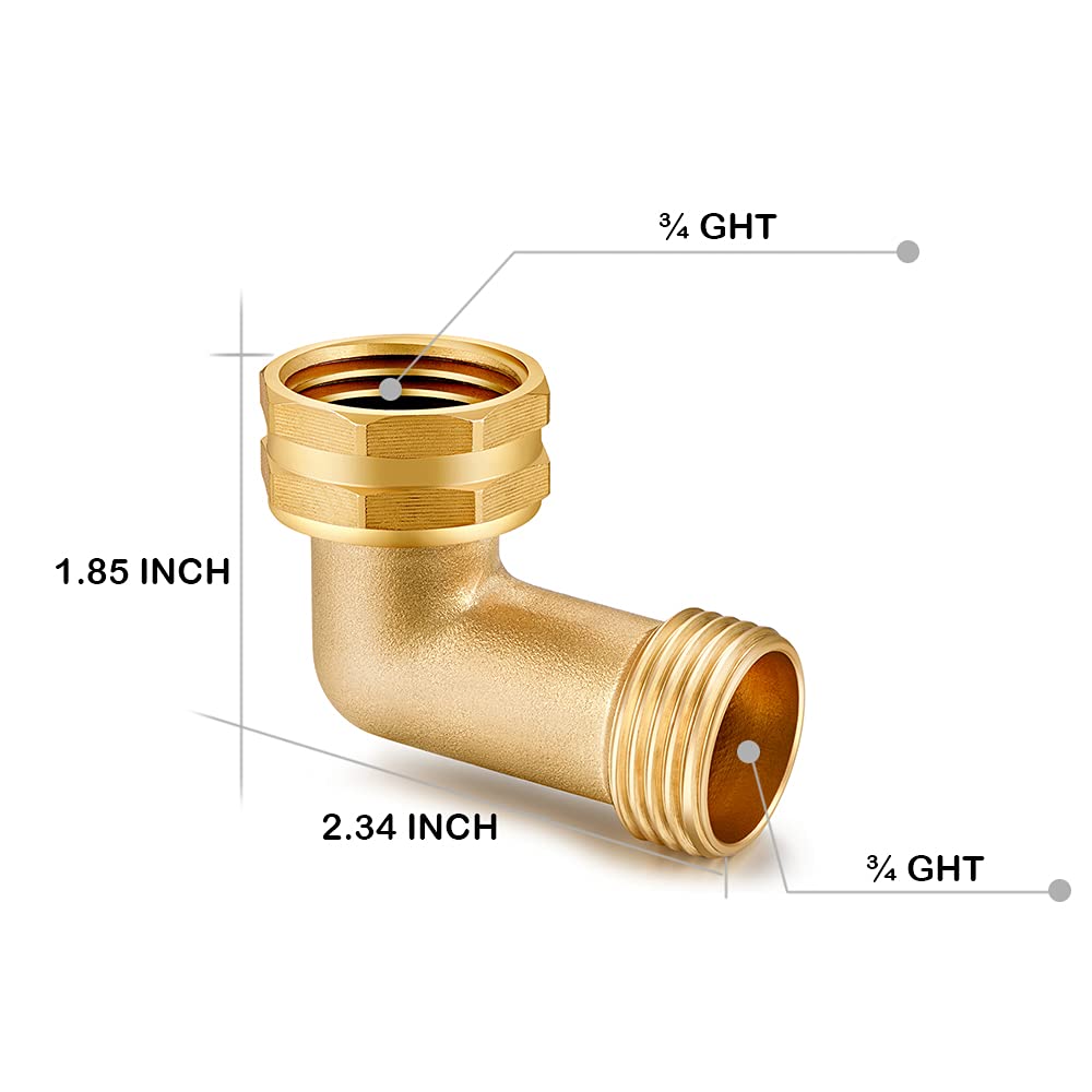 SIGURANTA 90 degree hose elbow Brass Full Flow Elbow Connector 3/4" Solid Brass Elbow Adapter (90 degrees,10 PCS)