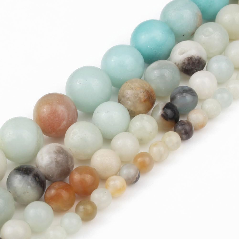 NITOPUPU 10mm 37pcs Smooth Amazonite Natural Stone Beads for Jewelry Making Supplies, Round Crystal Beads for Bracelets Necklace DIY Crafts
