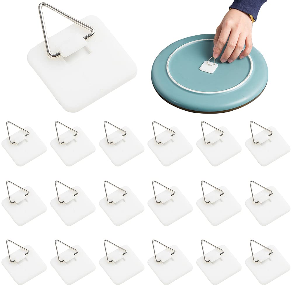 mwellewm 40 Pieces Invisible Adhesive Plate Hanger Vertical Plate Holders for The Wall Hooks Decorative Plates Wall Holders for Display 1.25 Inch