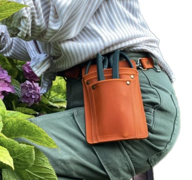 Leather Garden Tool Belt For Women - Orange Gardening Belt - Handmade Florist Tools - Gardner Belt - Best Gifts For Gardeners - Gardening Tool Belt - Florist Apron - Garden Belt For Women