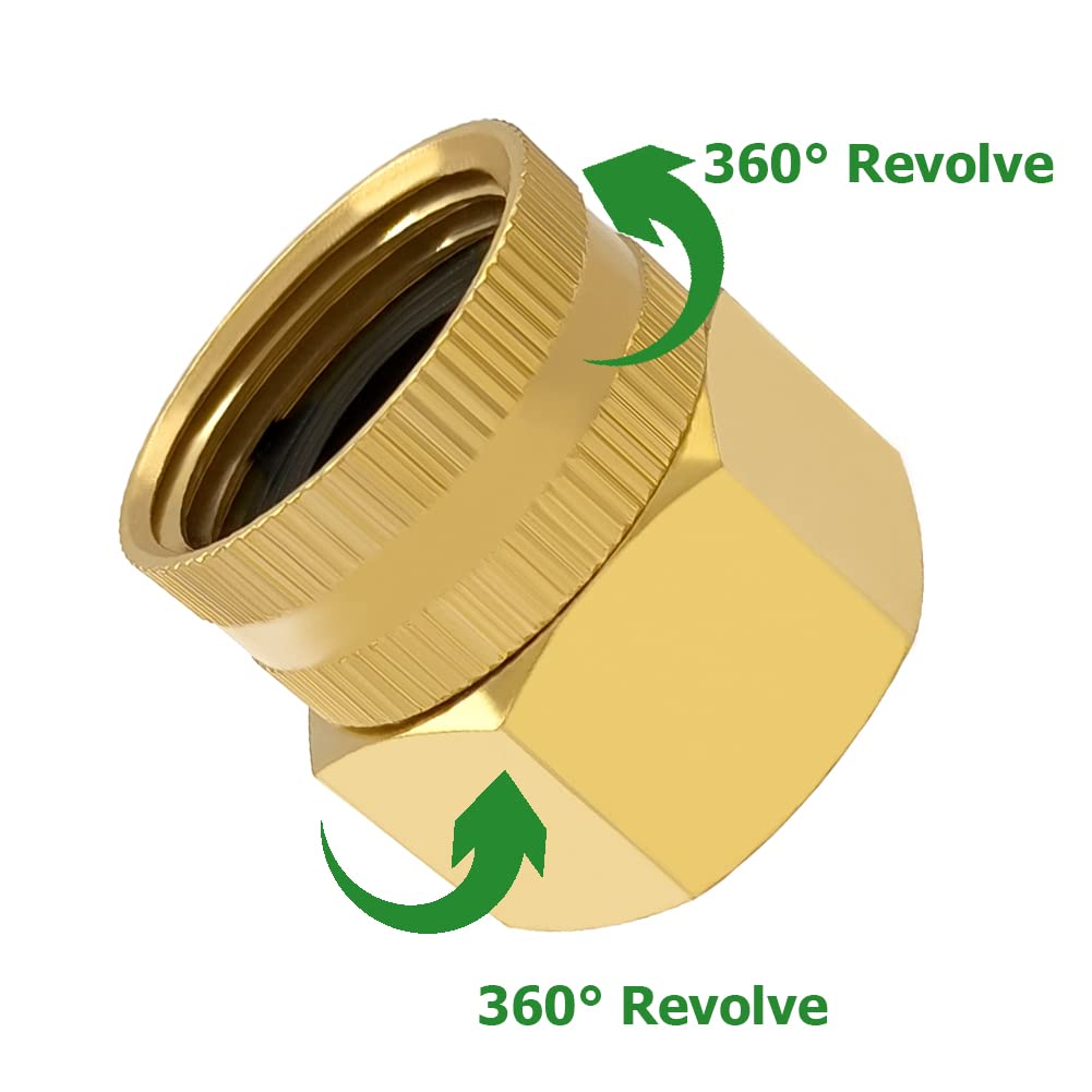 Hooshing 3PCS Brass Garden Hose Adapter Connector 3/4" GHT to 3/4" NPT Thread Double Female Garden Hose Adapter