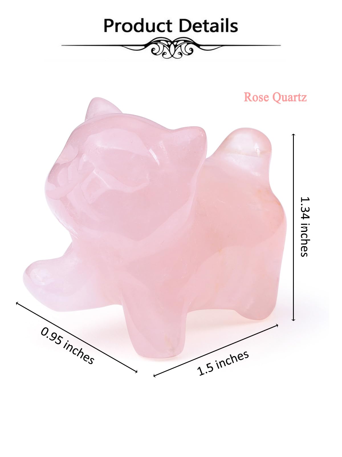 Top Plaza 1 PC Rose Quartz Crystal Cute Cat Figurine Gifts Carved Healing Lucky Home Decor Natural Gemstone Cats Collectibles Pocket Sculpture for Cat Lovers