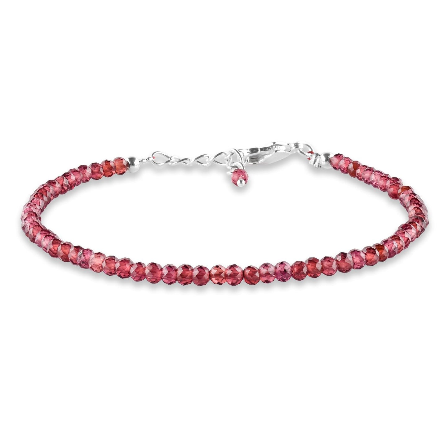 Yanara Garnet Stone Bracelets For Women Beads Jewelry for Women January Birthstone, Chakra Energy Healing Crystals, Silver Plated Chain 8 inch