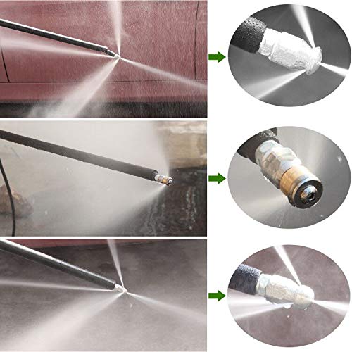 Sewer Jetter Kit 100FT for Pressure Washer, 5800PSI Drain Cleaner Hose 1/4 Inch NPT Corner Rotating and Button Nose Sewer Jetting Nozzle Spanner Waterproof Tape Pearl Corsage Pin