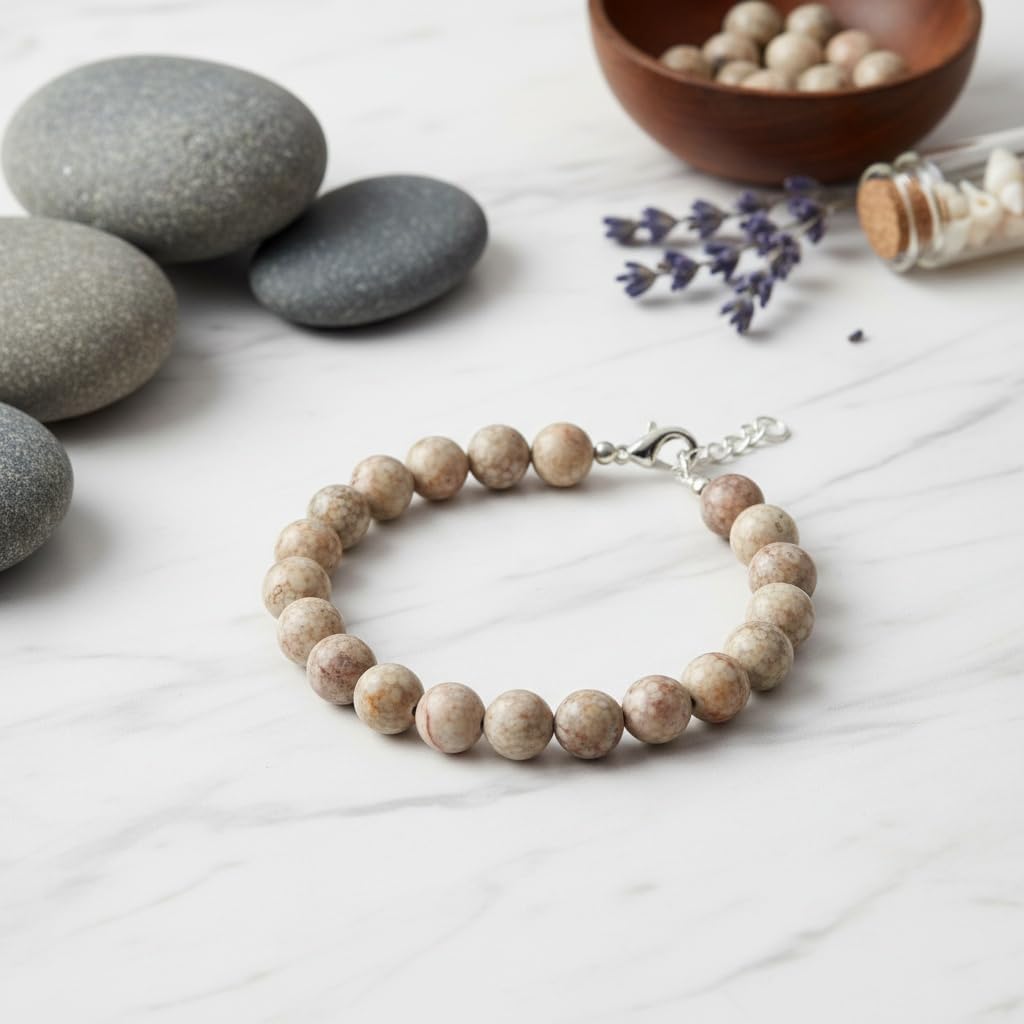 Yochus 45pcs Polish Maifanitum Beads，8mm Healing Power Natural Stone Round Loose Gemstone Beads for Jewelry Making Earring Necklace DIY Crafts