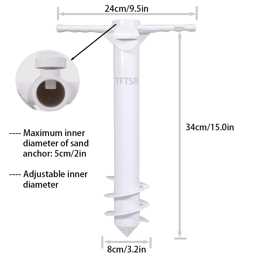 TFTSR Patio Beach Umbrella Sand Anchor Hanging Hook Set,Base with Adjustable Screw,One Size Fits All,Hang Objects and Stand Strong Winds