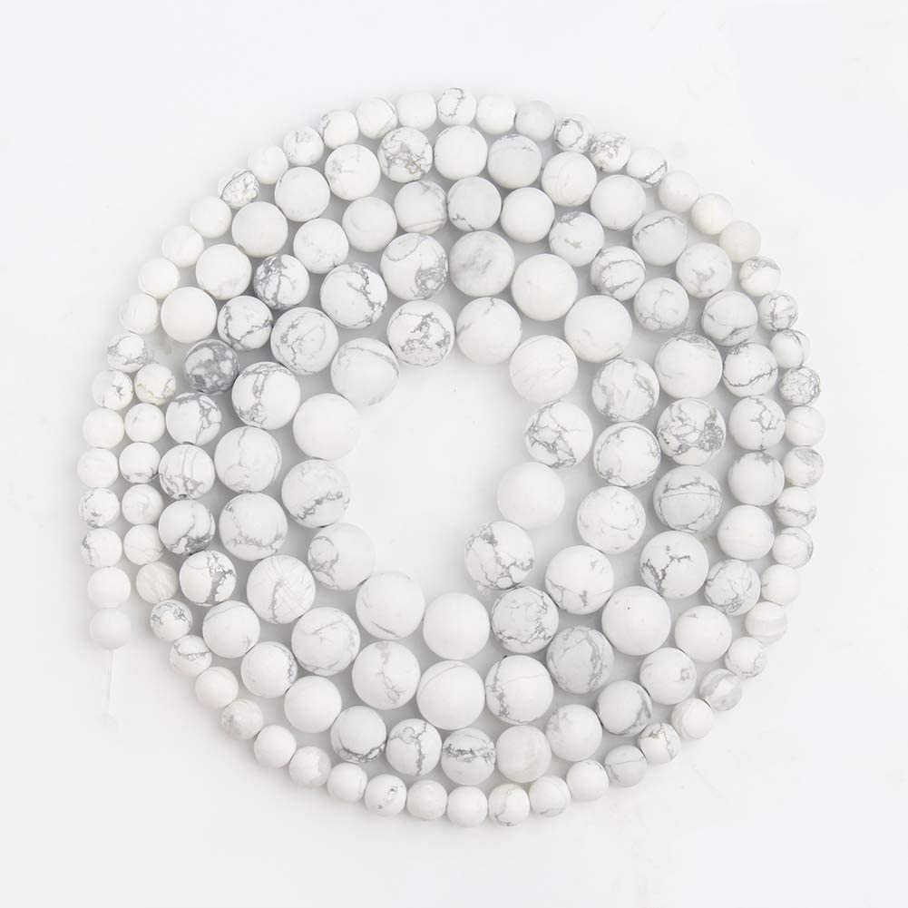 60pcs 6mm Matte Howlite Beads Natural Gemstone Beads Round Loose Beads for Jewelry Making