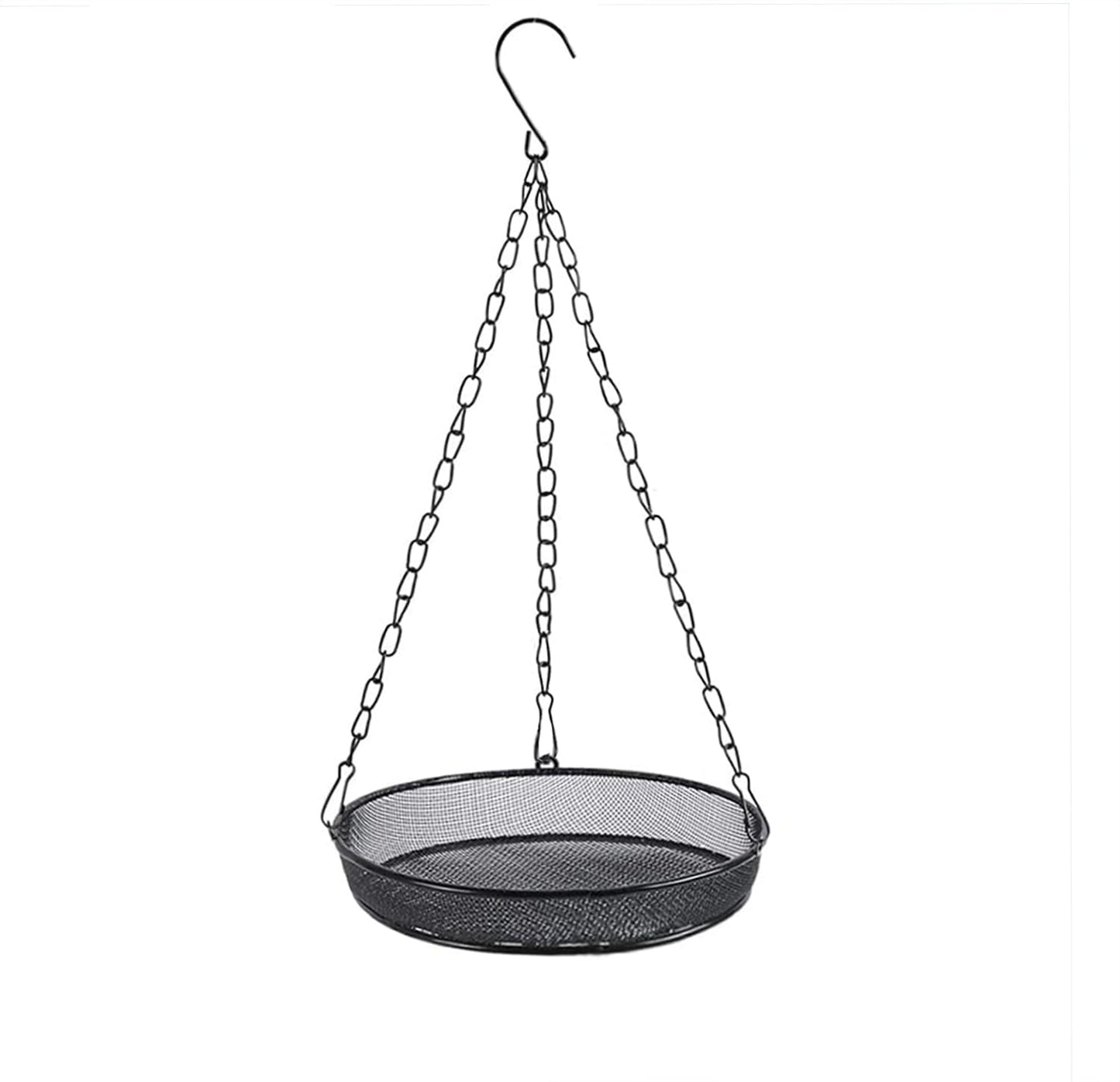 8" Diameter Hanging Bird Feeder Tray Round Metal Mesh Seed Container Outside Garden Decoration Backyard Wild Bird Feeding
