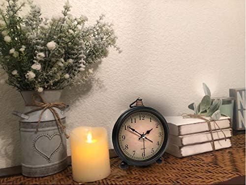 TooTa Vintage Retro Analog Alarm Clock, 4 inch Super Silent Non Ticking Small Clock with Night Light, Battery Operated, Simply Design, for Living Room, Bedroom, Bedside, Desk, Gift Clock (Arabic)