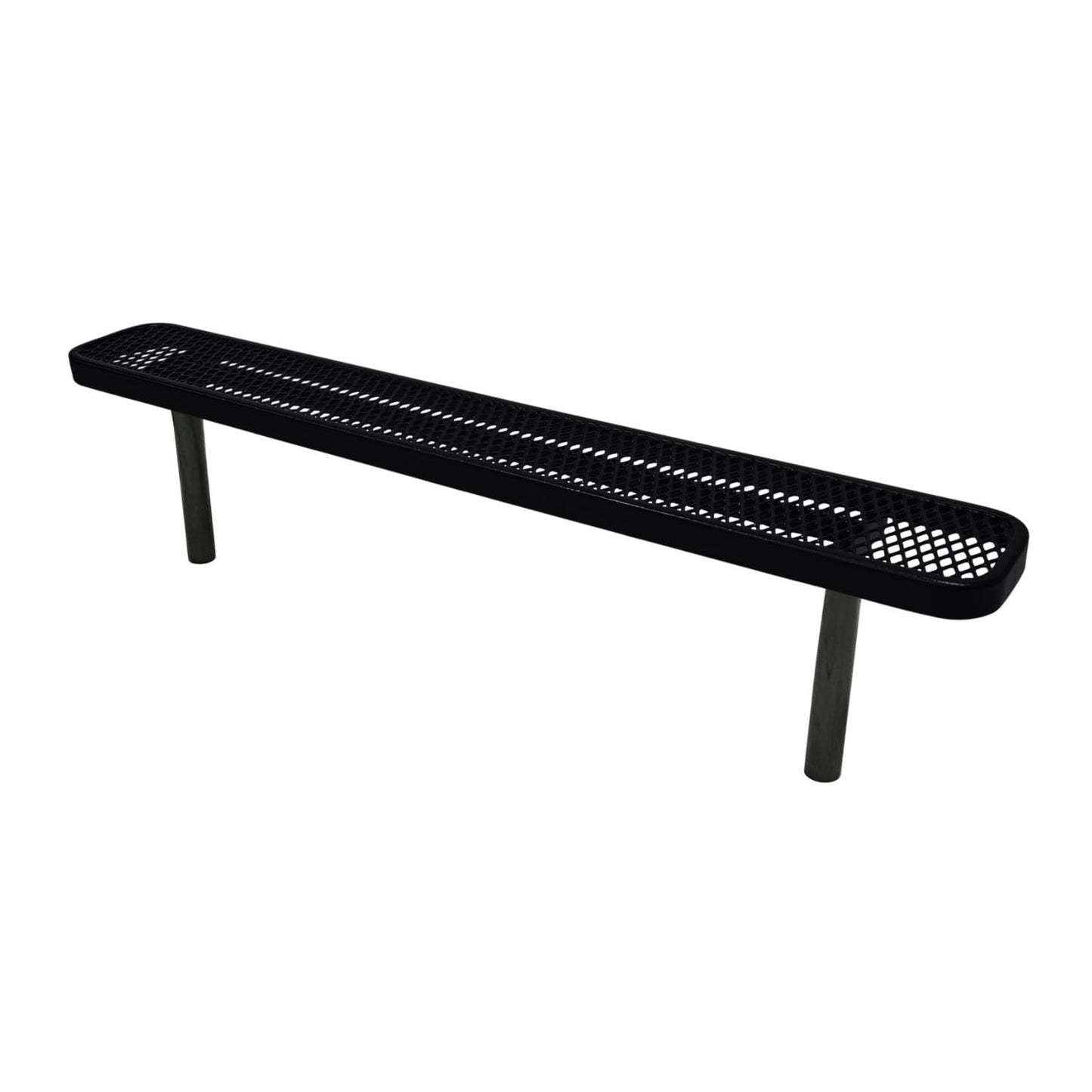 COATEDOUTDOORFURNITURE Coated Outdoor Furniture Heavy-Duty Outdoor Bench Thermoplastic Coated, Expanded Metal, Commercial-Grade Seating, Made in America (Inground Without Back, 6 Ft, Black)