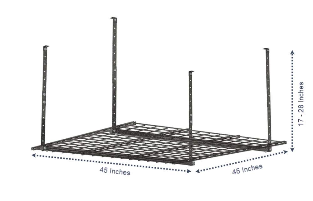 Hyloft Overhead Steel Garage Storage System, Ceiling Rack, 45-Inch x 45-Inch, 00625, Hammertone