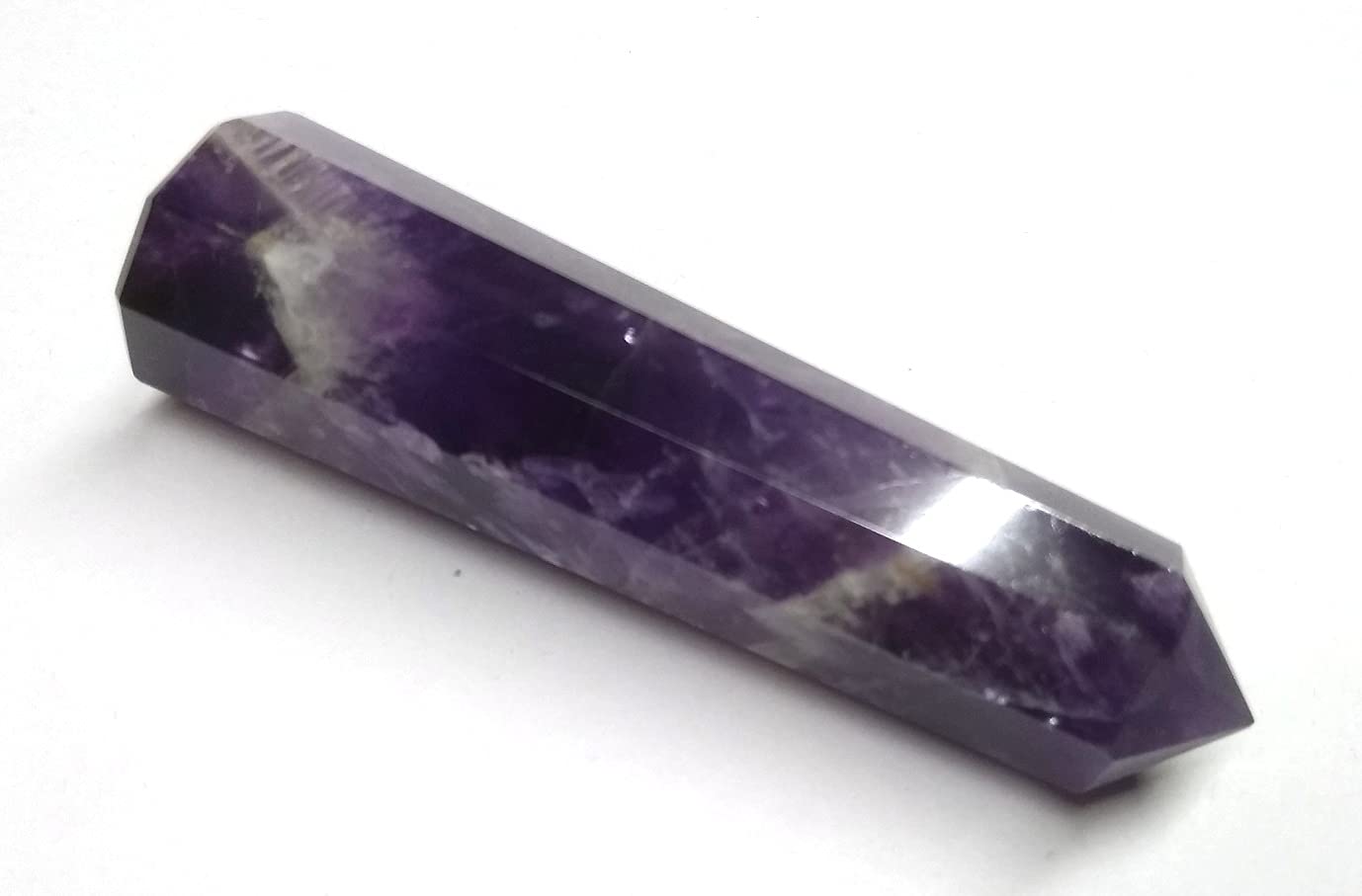 WholesaleGemShop 3 Inch (70 mm) Gemstones Amethyst Chevron Obelisk Tower Jumbo Facet Aura Rock Crystal Natural Polished Earth Wand Spirit