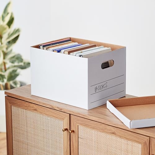Amazon Basics Storage/Filing Boxes with Lift-Off Lid, Letter/Legal Size, Collapsible, Tape-Free Assembly, White, 16.2" L x 12.5" W x 10.5" H, 20-Pack