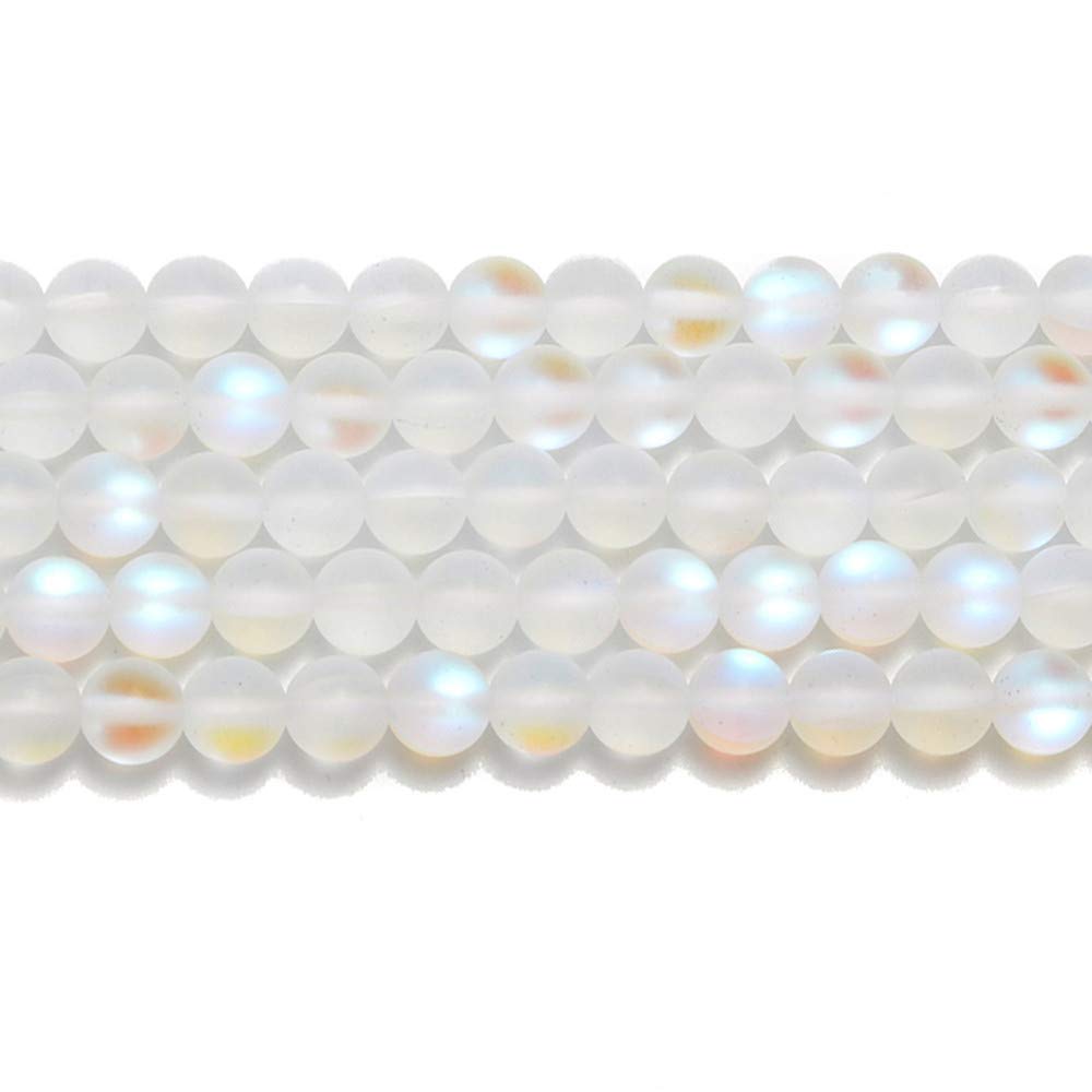 PLTbeads Gorgeous Moonstone Crystal Glass Natural Gemstone Loose Beads 8mm Matte Round Approxi 15 inch DIY Bracelet Necklace for Jewelry Making