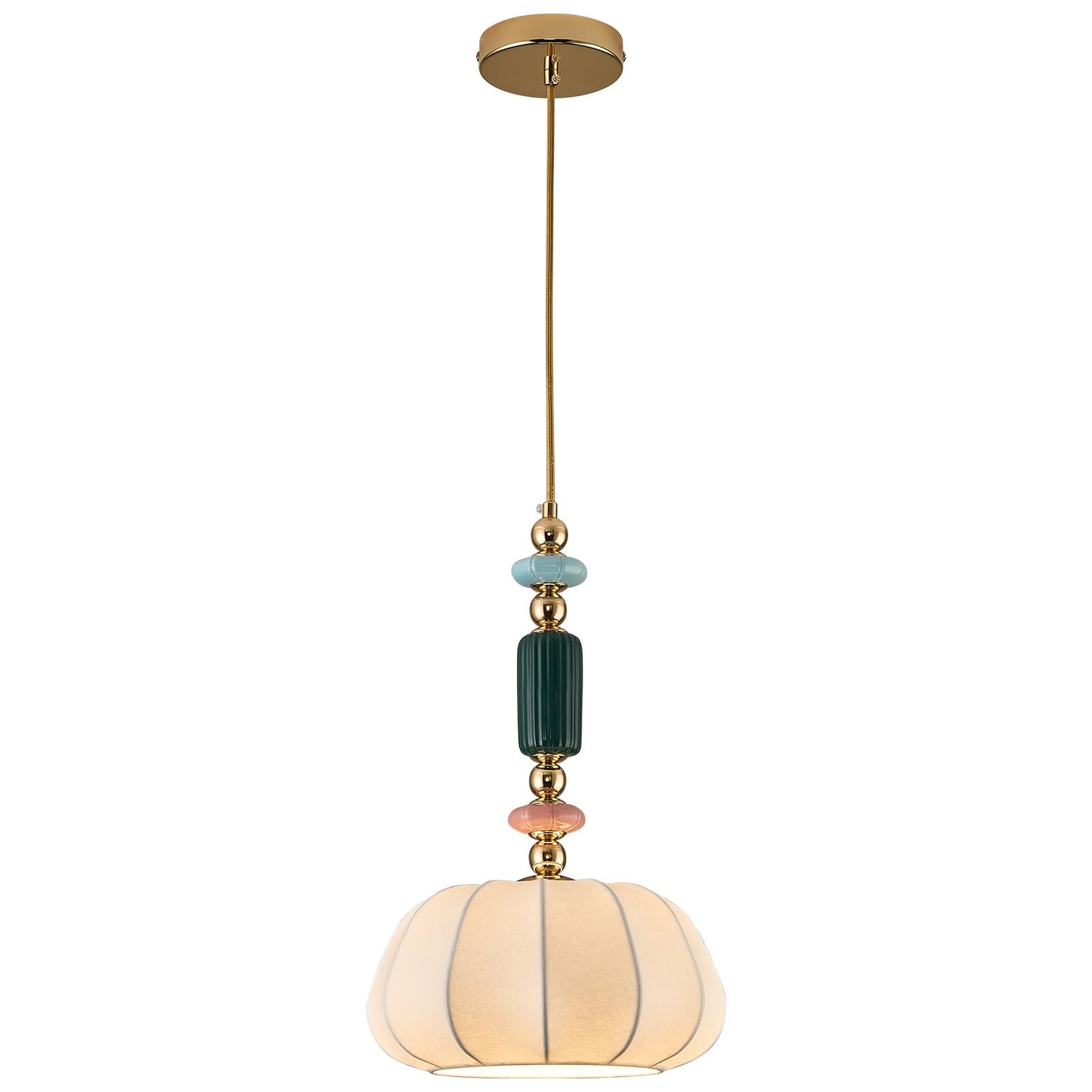 FALINNEAD Imitated Silk White Shade Pendant Light Fixture 11 inch Modern Pendant Lighting Kitchen Hanging Lamp for Dining Room Bedroom Storeroom
