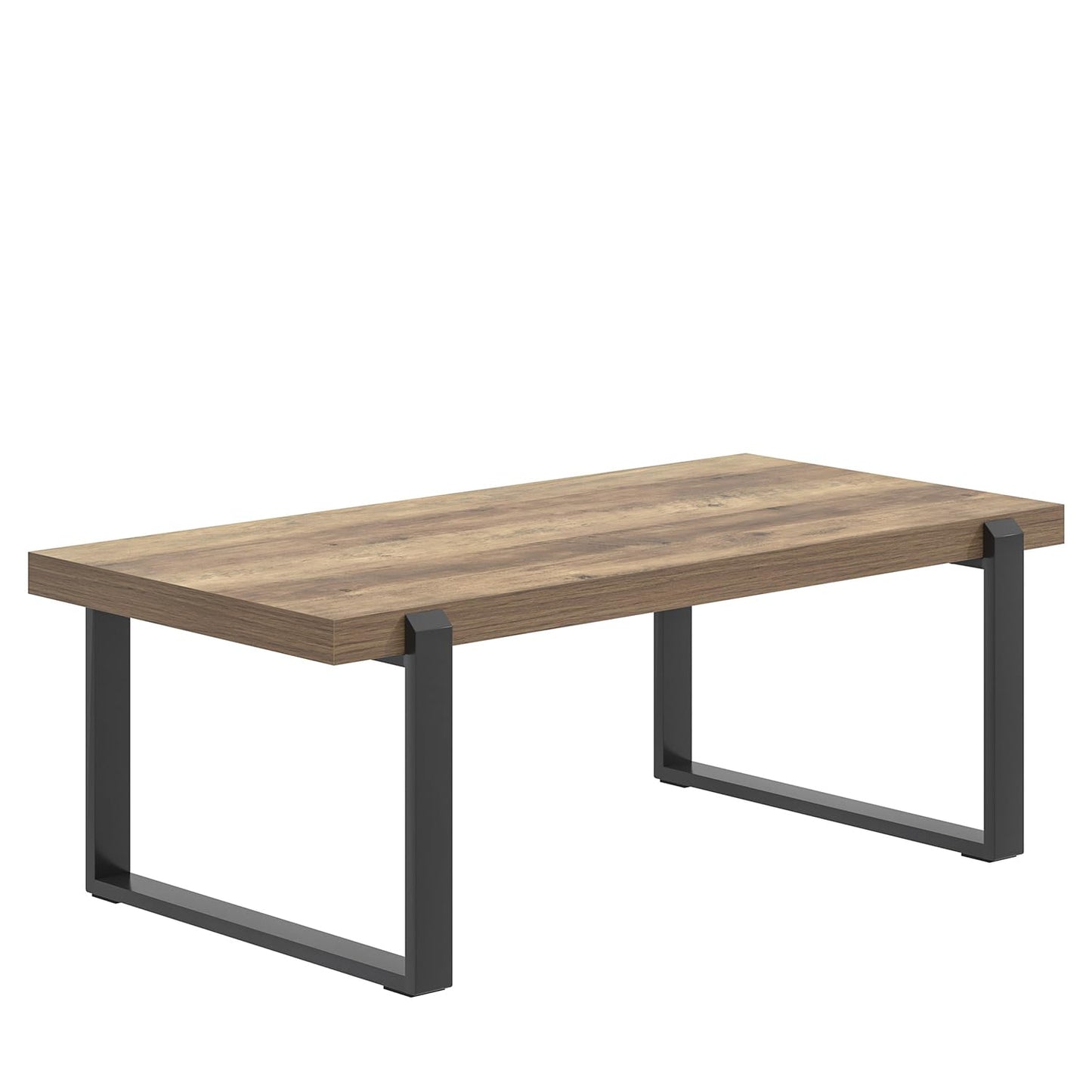 FOLUBAN Rustic Coffee Table, Modern Wood and Metal Industrial Center Table for Living Room, 47 Inch Oak