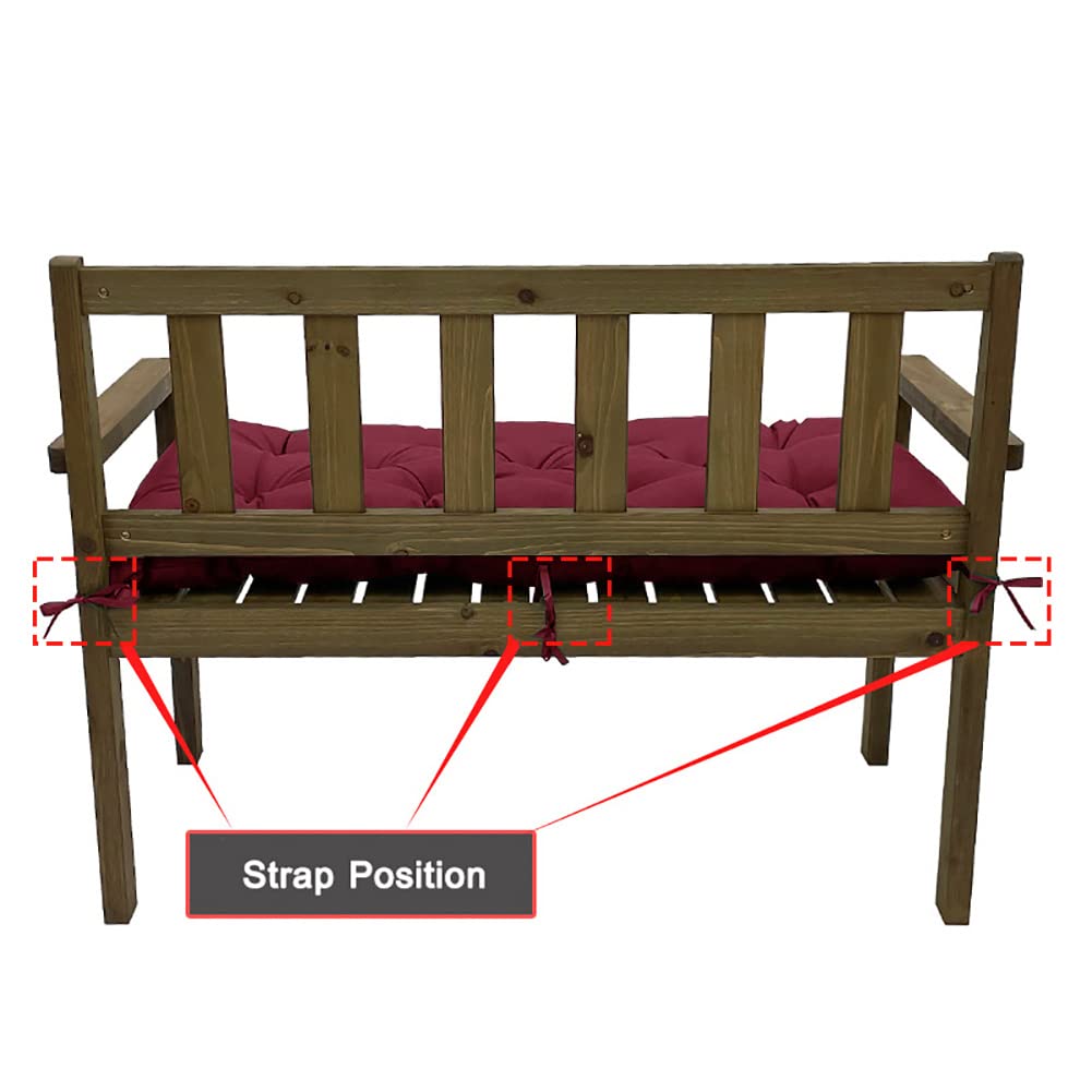 Srutirbo Indoor Outdoor Bench Cushion, Waterproof Swing Cushion Seat Chair Replacement Pads Pillow for Lounger Garden Furniture Patio Metal Wooden (Burgundy, 39 * 20inch)