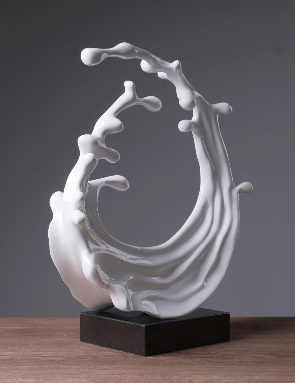 NENBOLEC Abstract Sculpture Decor Modern Art Gift Sea Wave Figurine Table Centerpiece Statue for Living Room Bedroom Office White 16.5 Inch