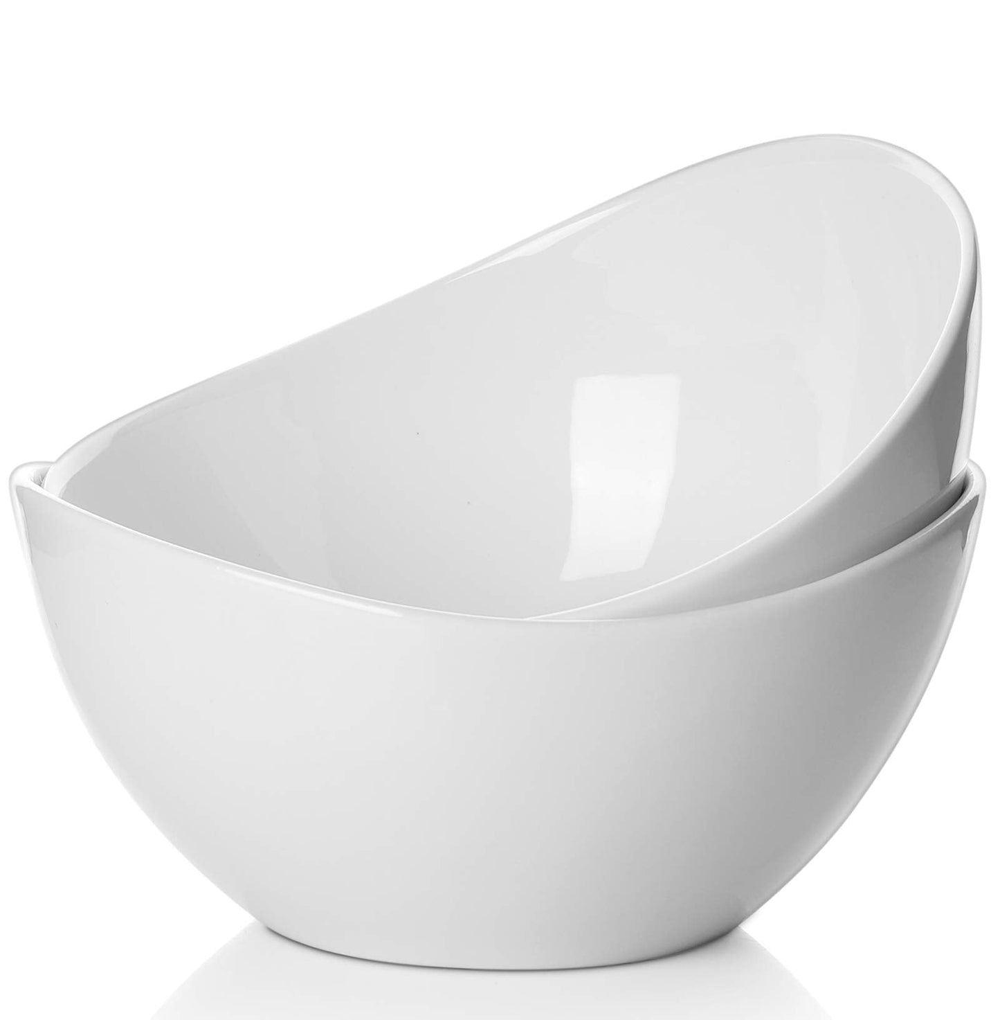 Samsle Porcelain Large Serving Bowl Set (9 inch),48 Oz Big Salad bowls, Large Serving Dishes for Entertaining, Party Dinner,Side Dishes, Oval Shape, Microwave & Dishwasher Safe,Set of 2, White