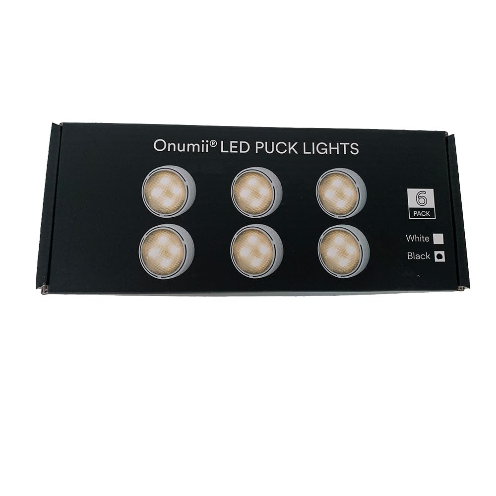 LED Puck Lights with Remote Battery Operated Under Cabinet Lighting Wireless Stick on Lights Color Changing Timer Tap Lights for Cabinets Shelves Closets Display Case - 6Pack Black