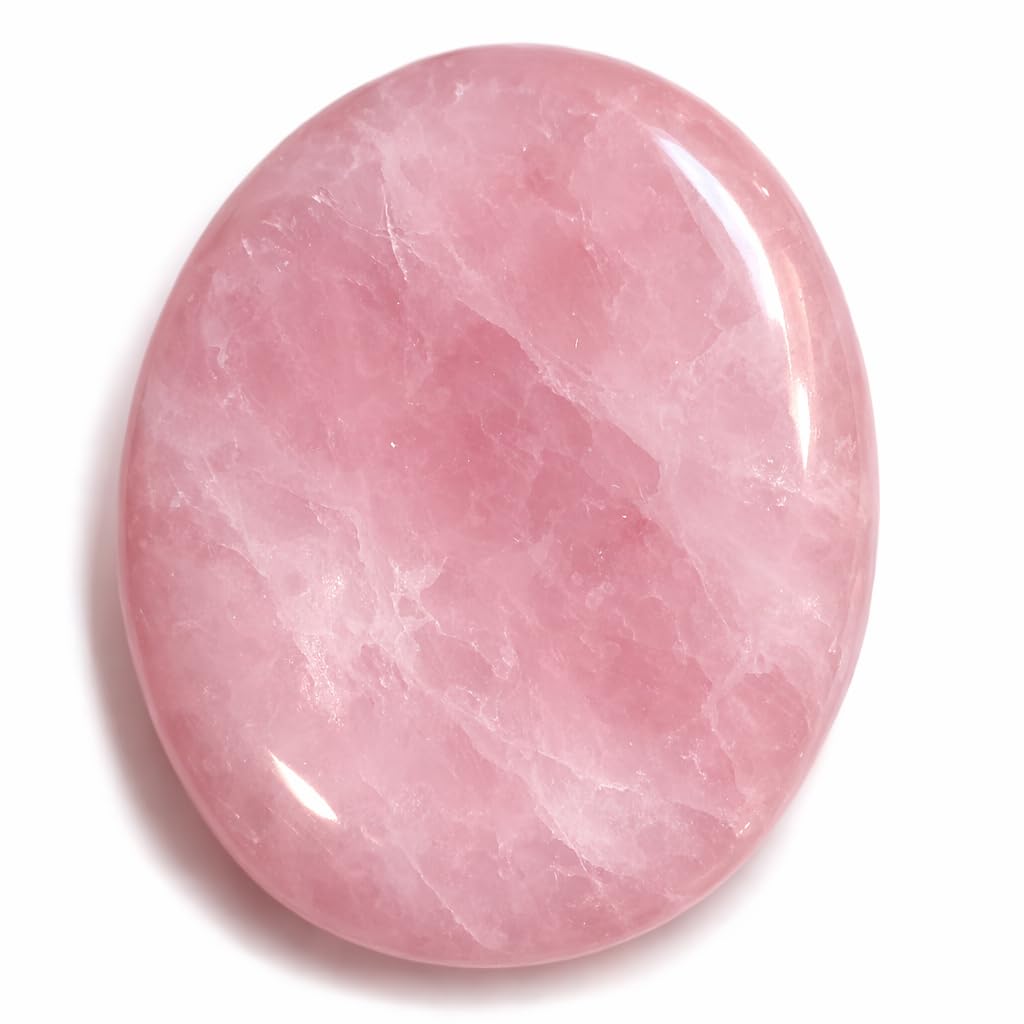 GEMSCITE Rose Quartz Thumb Worry Stones Metaphysical Gemstone Crystal Healing Reiki Men Women Gift FENG Shui Positive Energy Love Wellness Palm Stones Wicca Powerful
